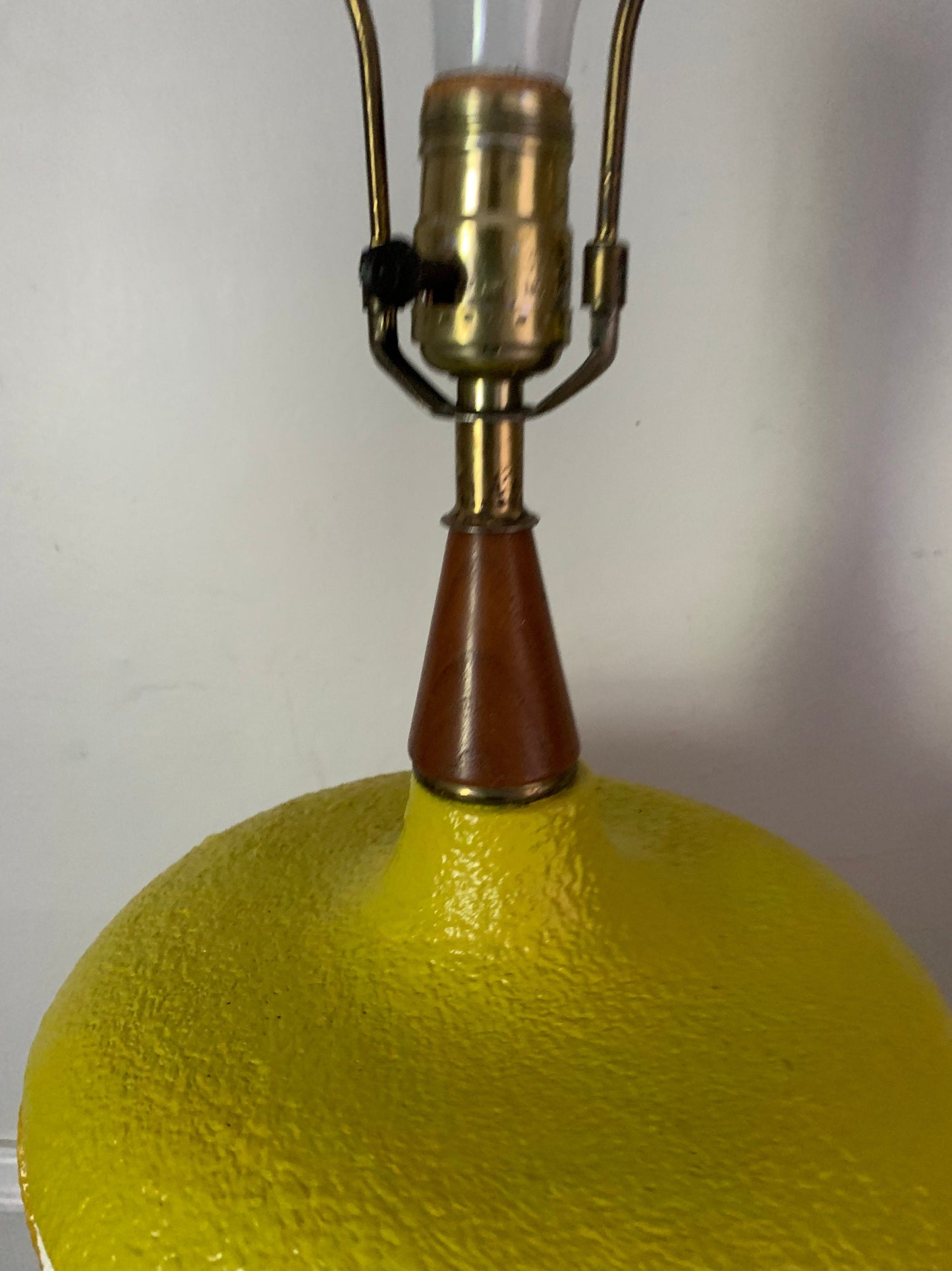 Tall MCM Repainted Chartruese Plaster Table Lamps No Shade