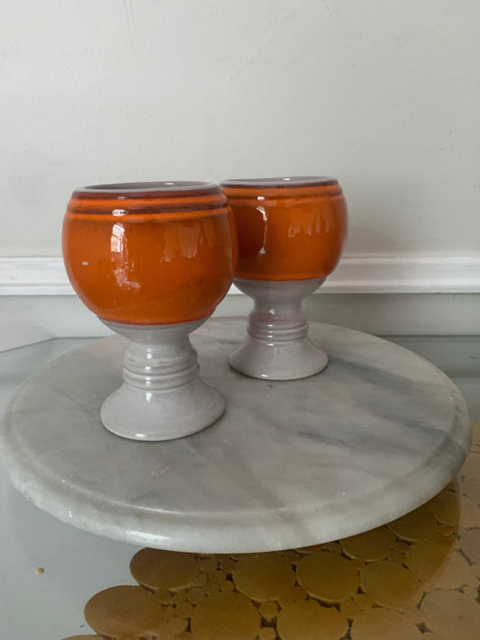 Pair of MCM Le Flambé Goblets by Quebec Artist Jean Cartier Beauceware