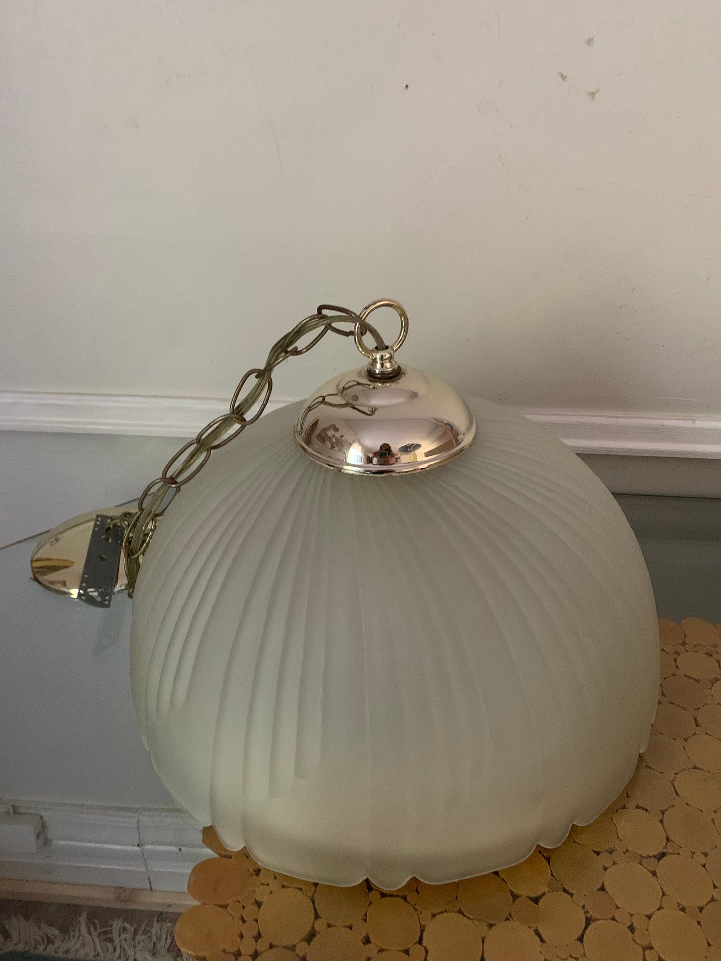 Retro Large Clear Frosted Glass Shade Ceiling Light