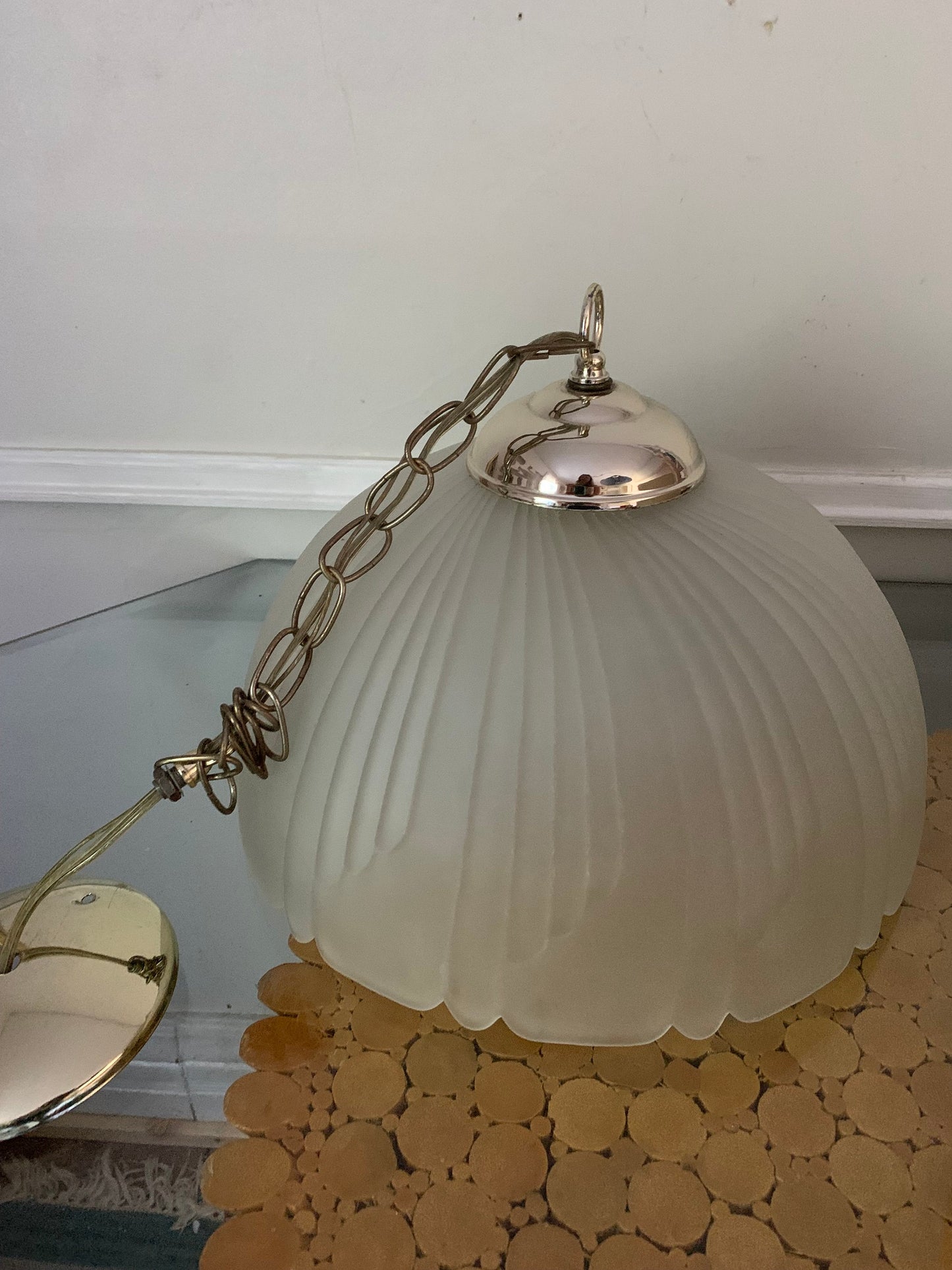 Retro Large Clear Frosted Glass Shade Ceiling Light