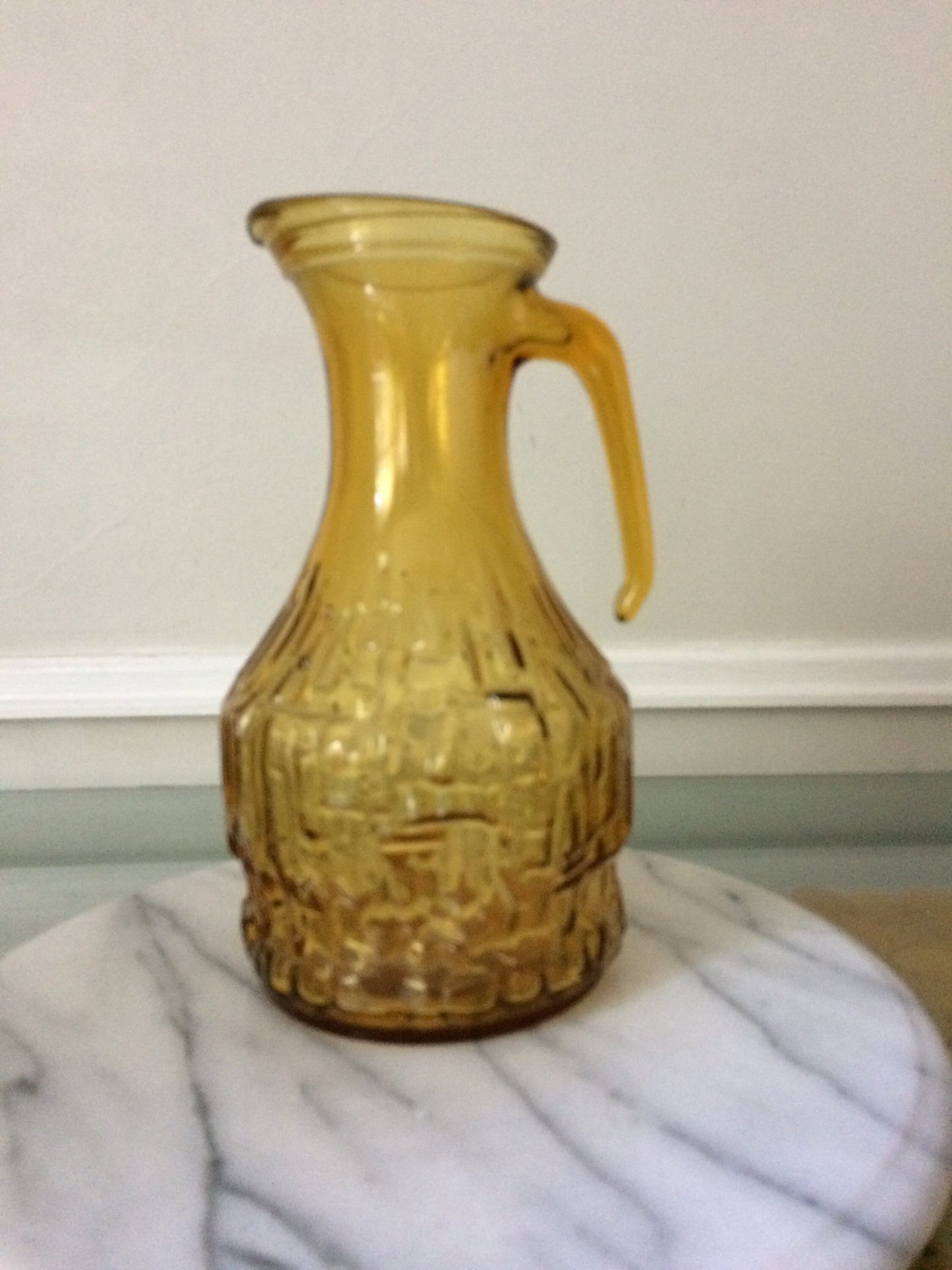 MCM Enesco Textured Yellow Italian Glass Jug Made in Italy