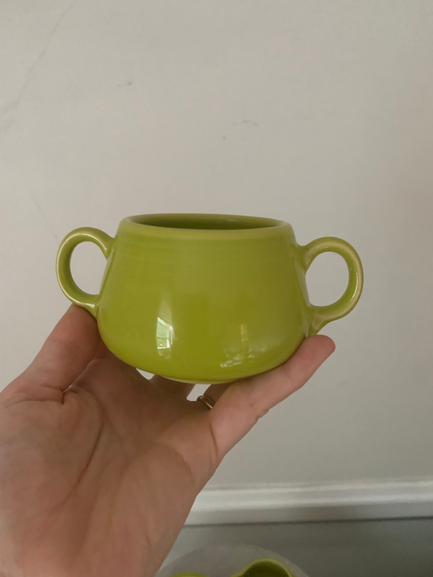 Fiesta Sugar and Creamer with Tray by Homer Laughlin Lime Green