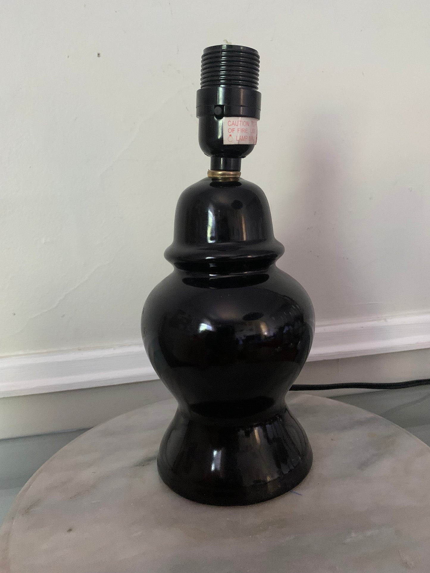 Retro Small Black Ceramic Ginger Jar Table Lamp No Shade