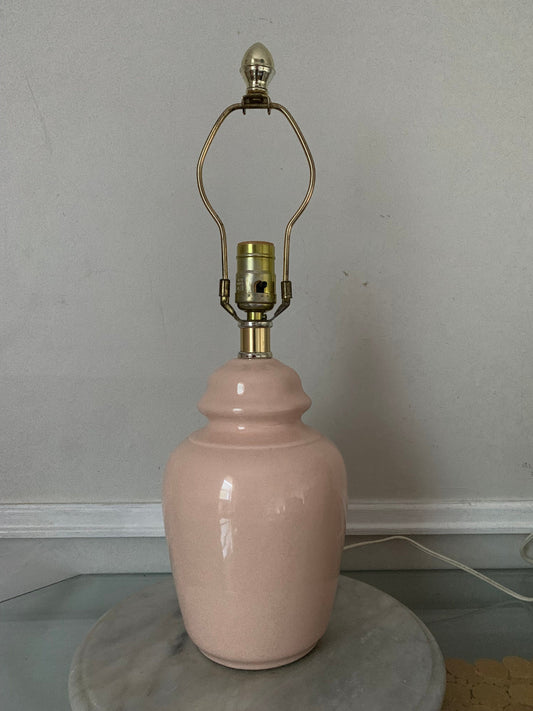 Retro Medium Soft Pink Ceramic Ginger Jar Table Lamp No Shade