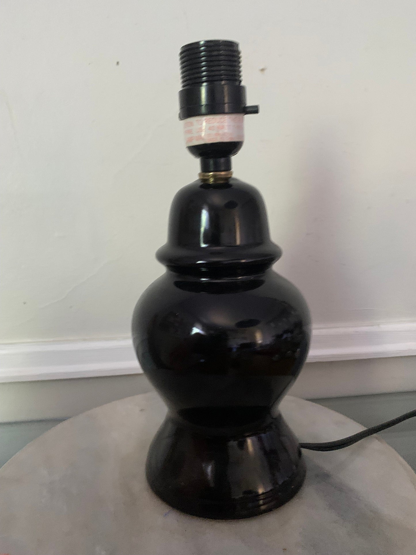 Retro Small Black Ceramic Ginger Jar Table Lamp No Shade