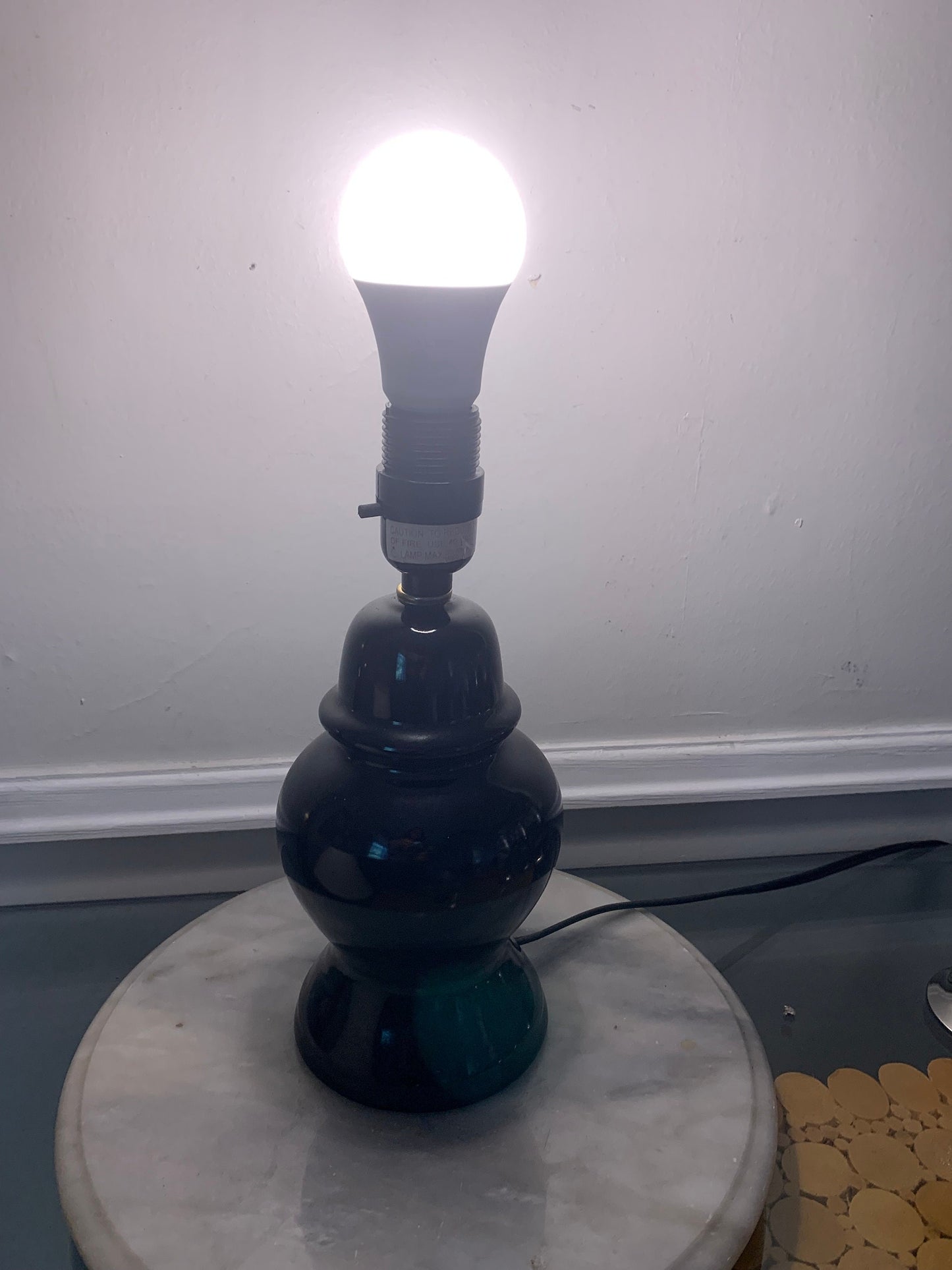 Retro Small Black Ceramic Ginger Jar Table Lamp No Shade