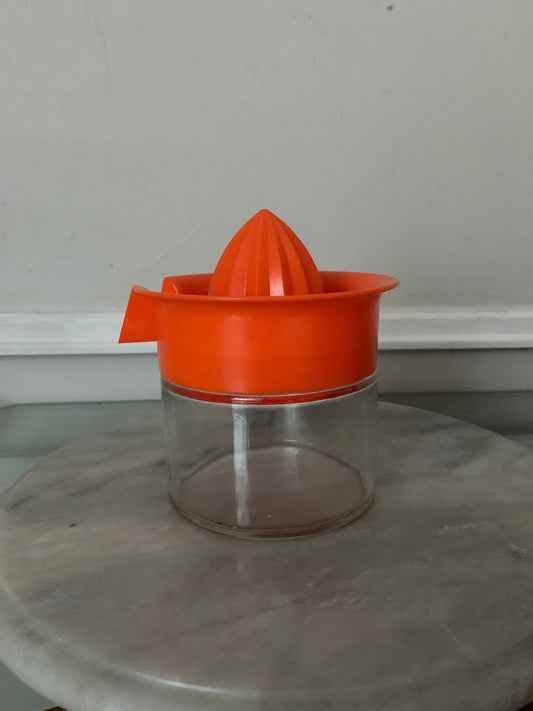 MCM Orange Plastic and Glass Lidded Juicer