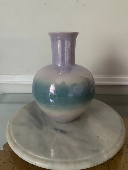 Vintage Iridescent Violet Ceramic Vase