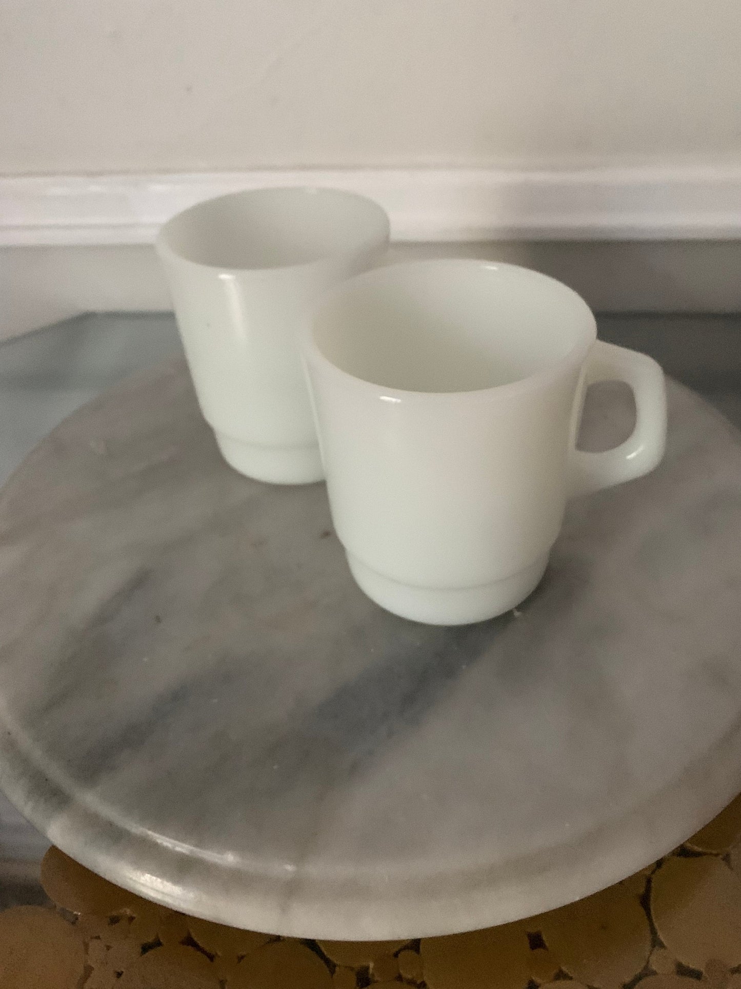 Pair of MCM Termocrisa Milk Glass Mugs Made in Mexico