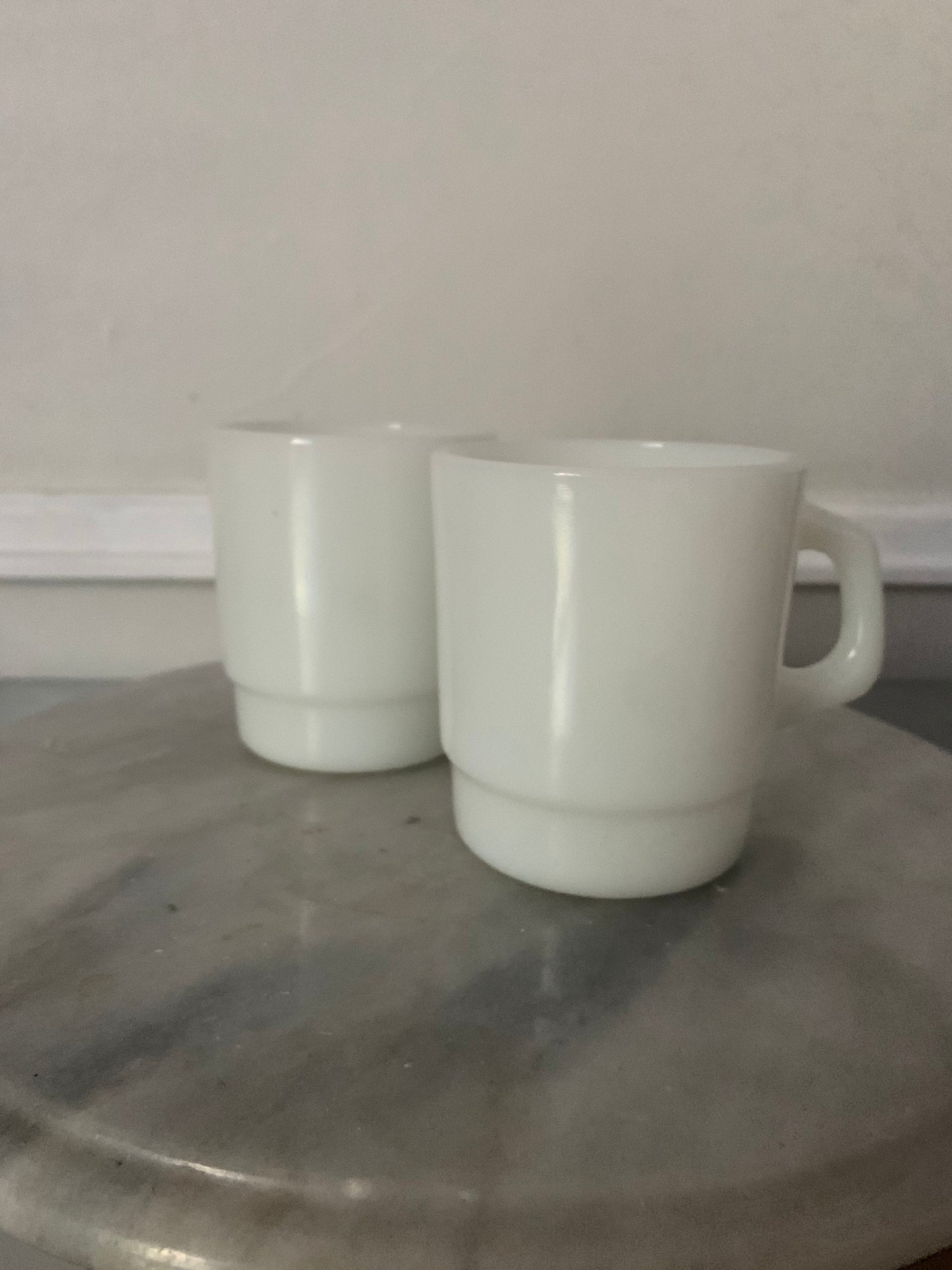 Pair of MCM Termocrisa Milk Glass Mugs Made in Mexico