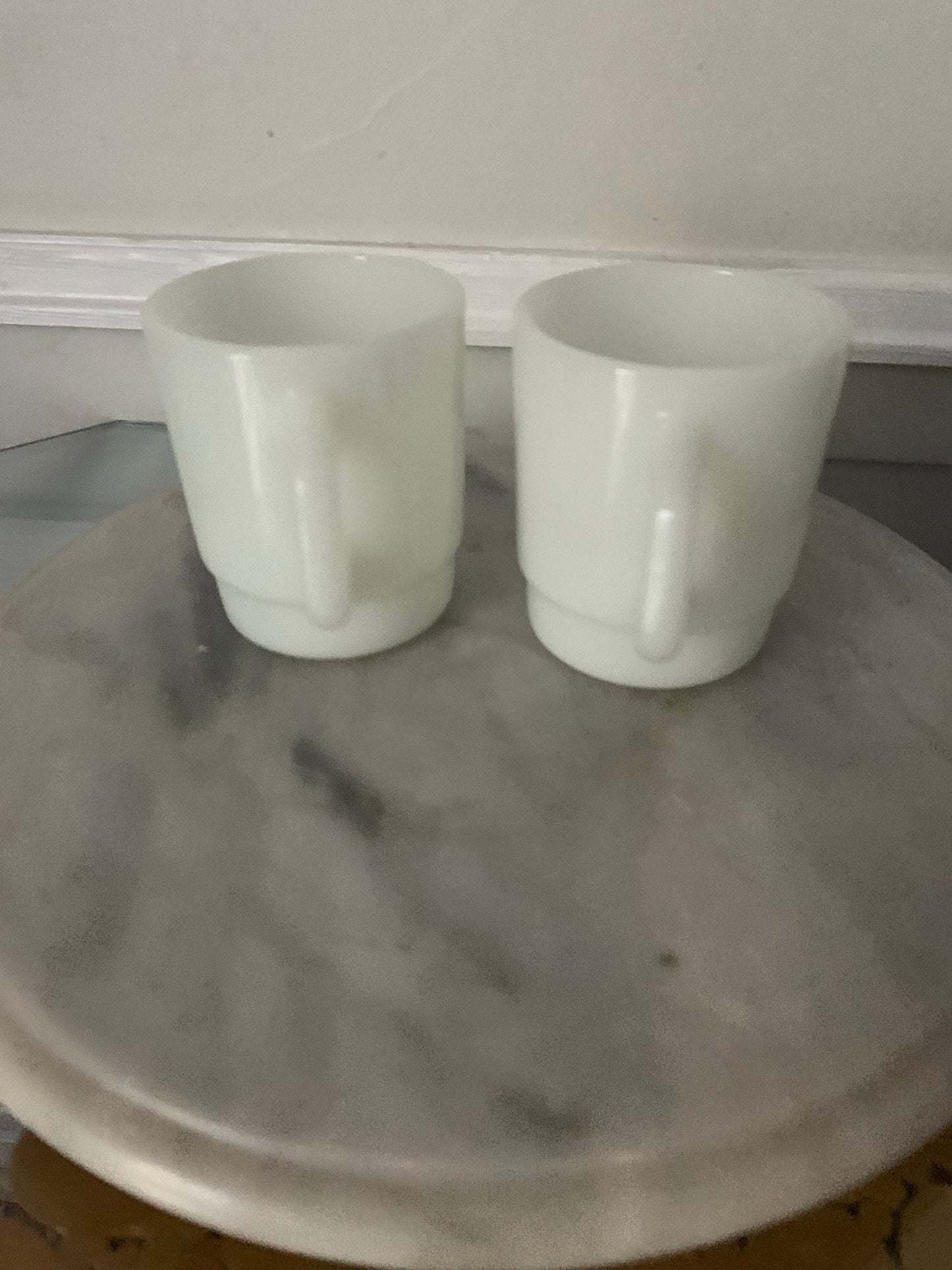 Pair of MCM Termocrisa Milk Glass Mugs Made in Mexico