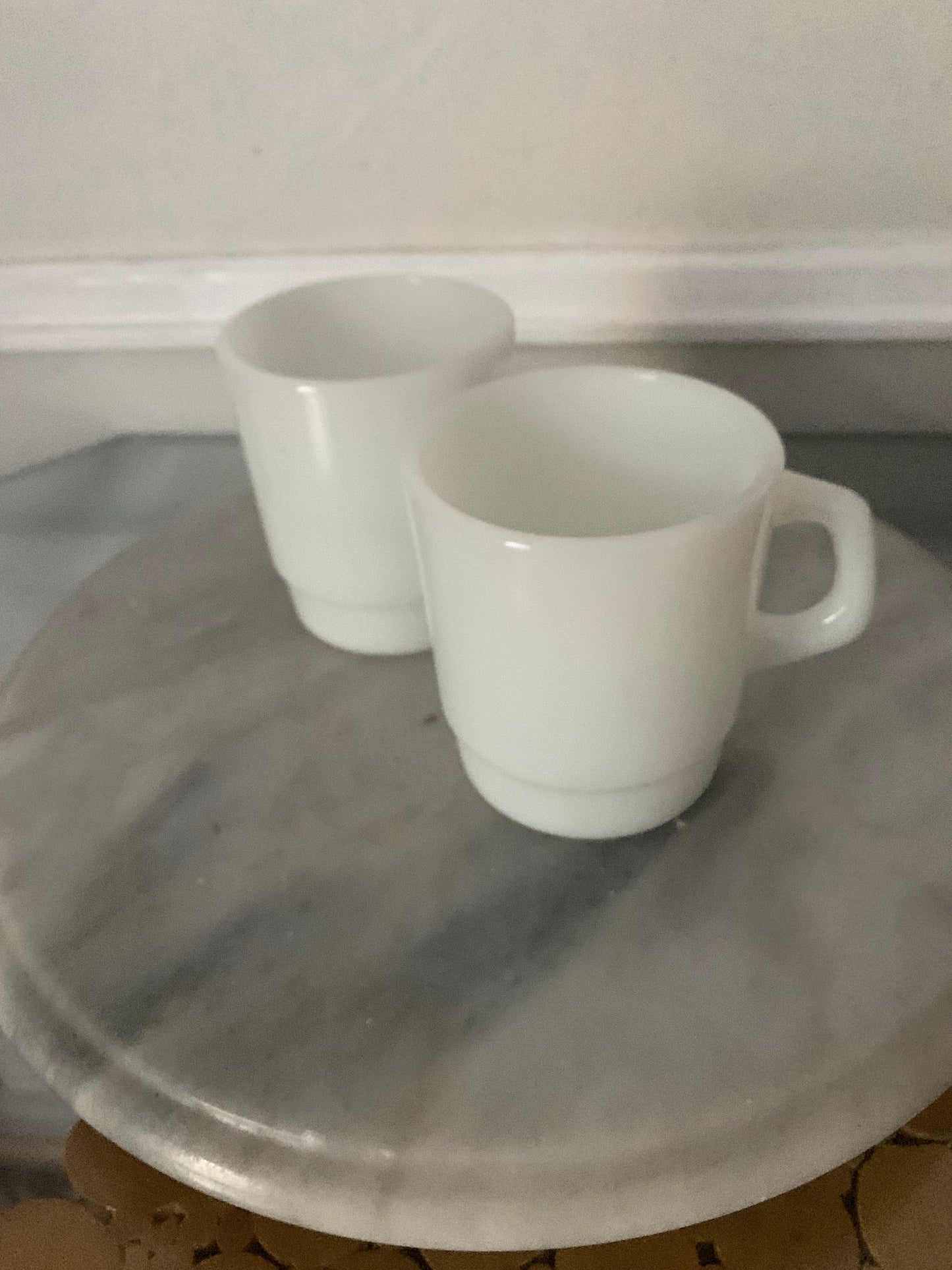 Pair of MCM Termocrisa Milk Glass Mugs Made in Mexico