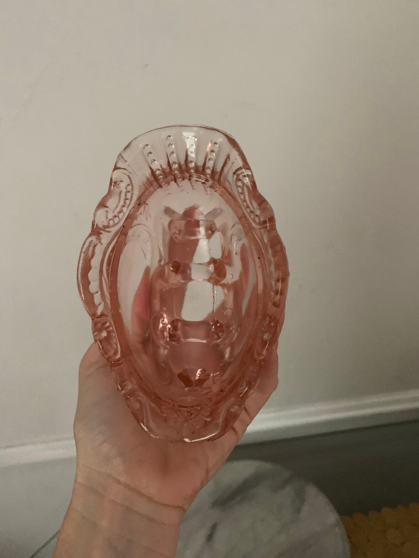 Vintage Clear Pink Westmoreland Glassware Co Santa Sleigh
