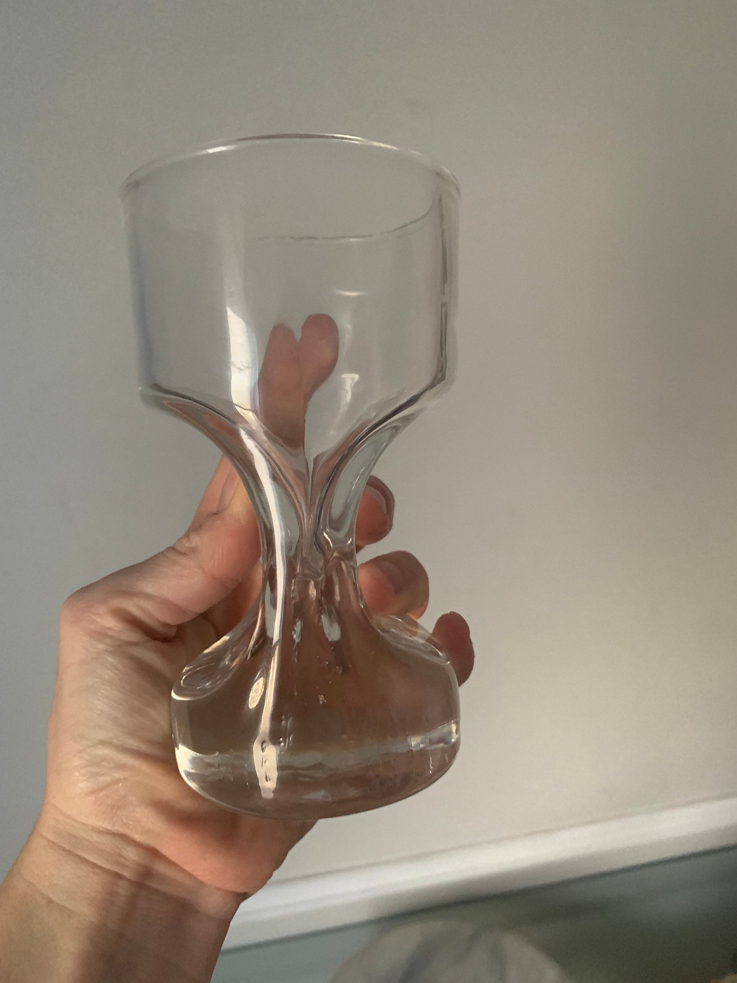 MCM Sarnen Pinched Glass with Single Bubble Tumbler Made in Switzerland