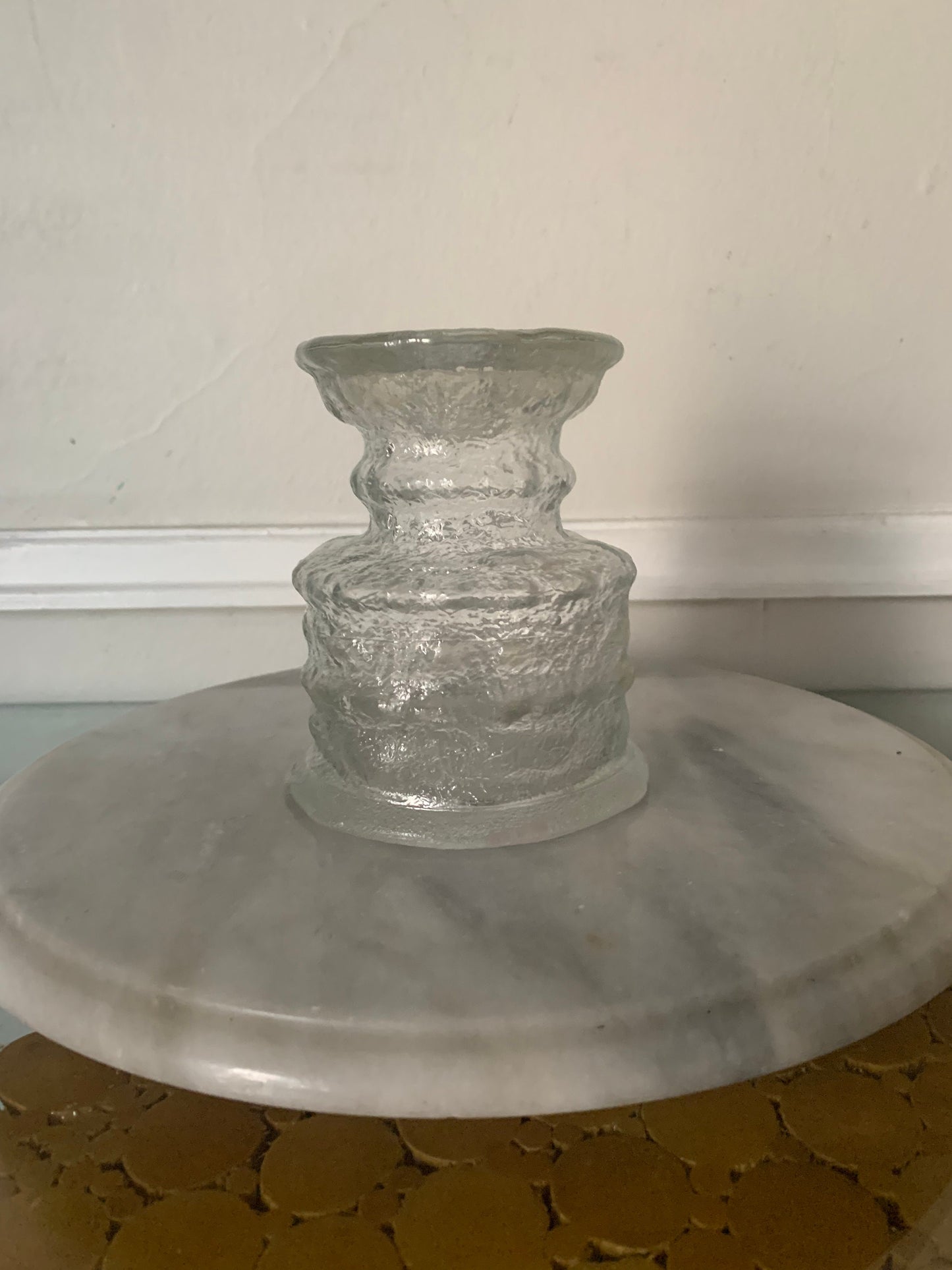 MCM Scandinavian Chubby Clear Bark Glass Candle Holder