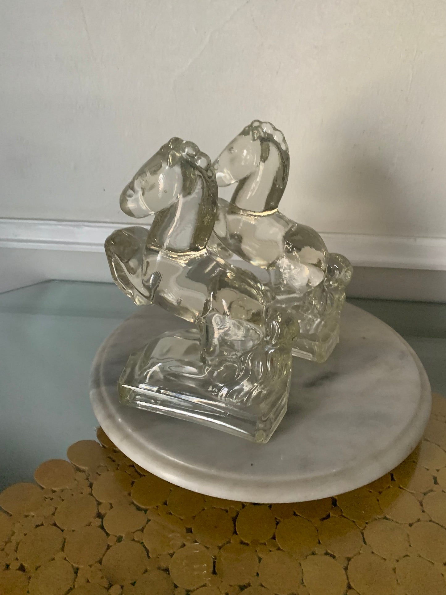 Pair of Vintage LE Smith Glass Horse Bookends