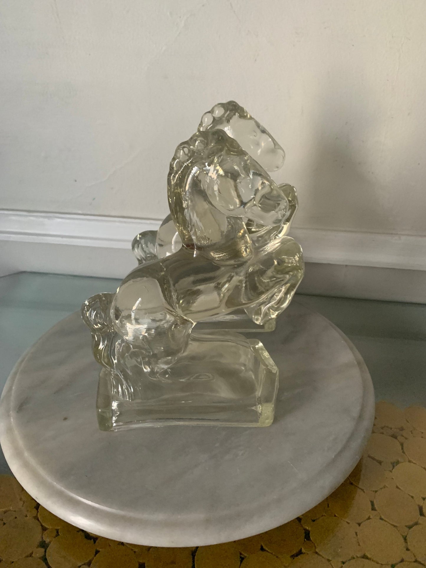 Pair of Vintage LE Smith Glass Horse Bookends