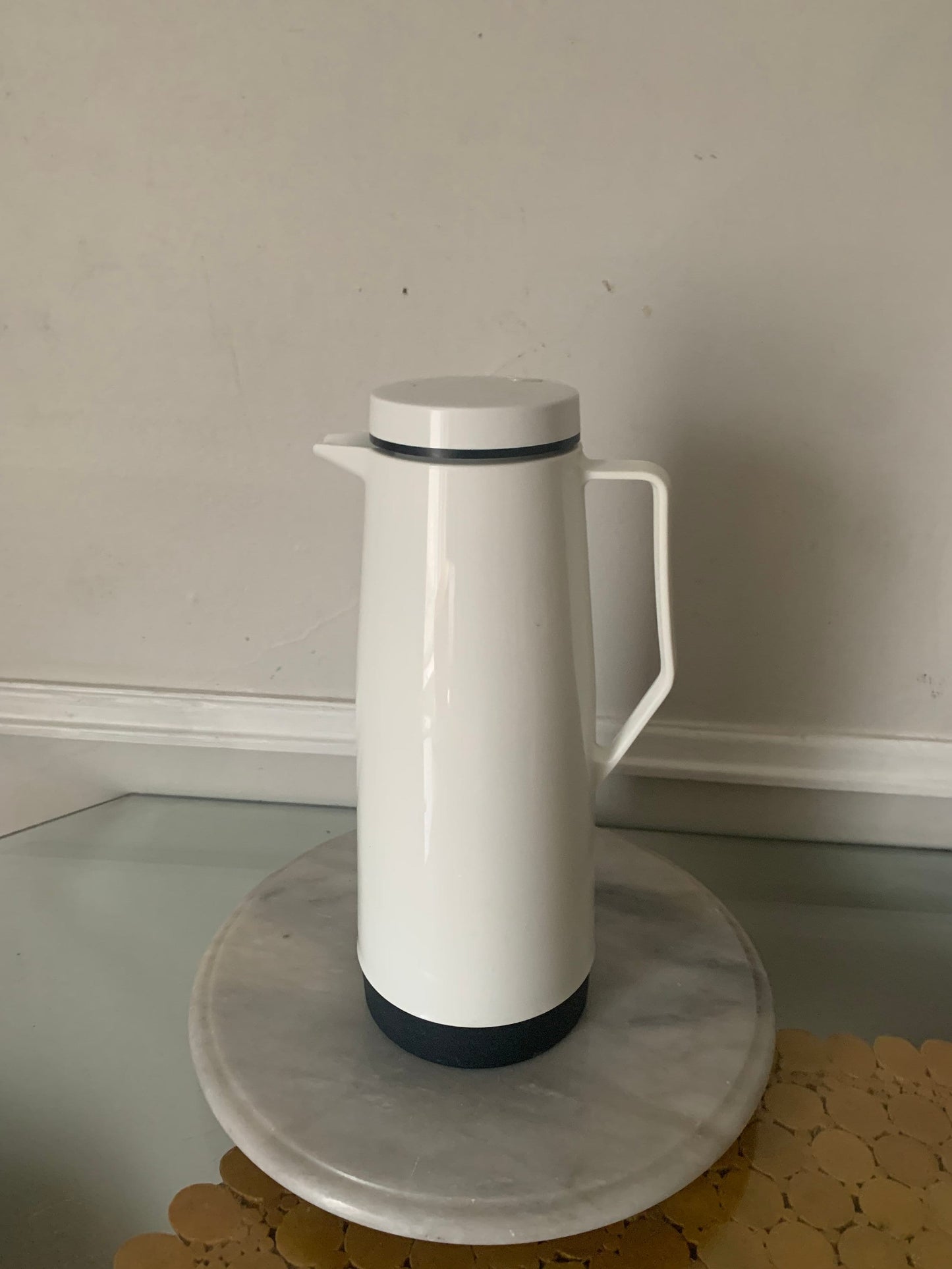 Retro White and Black Thermos Carafe