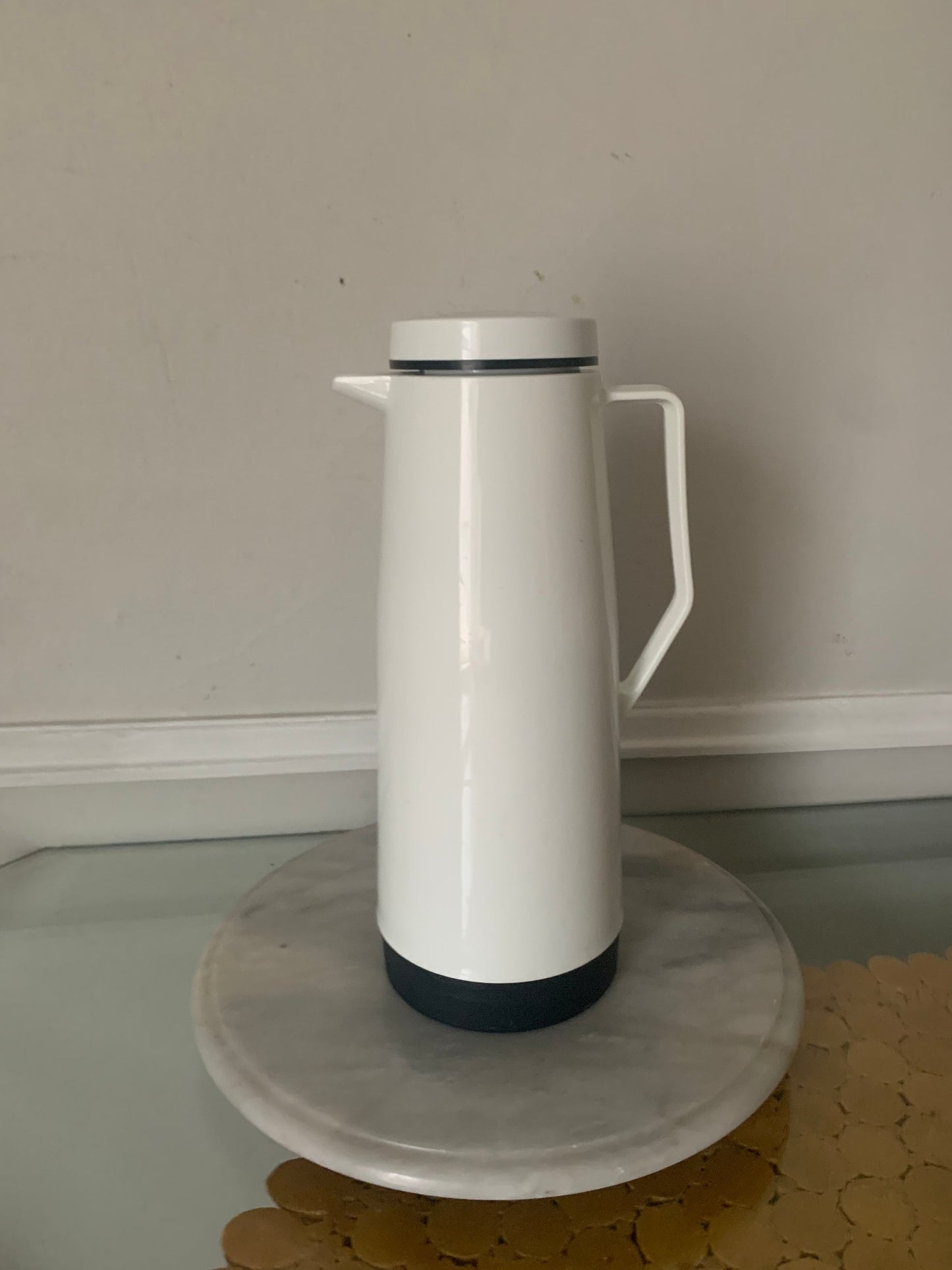 Retro White and Black Thermos Carafe