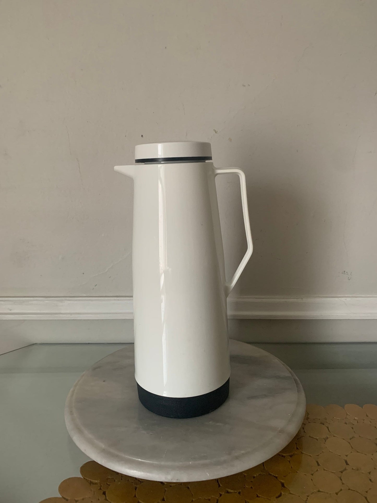 Retro White and Black Thermos Carafe