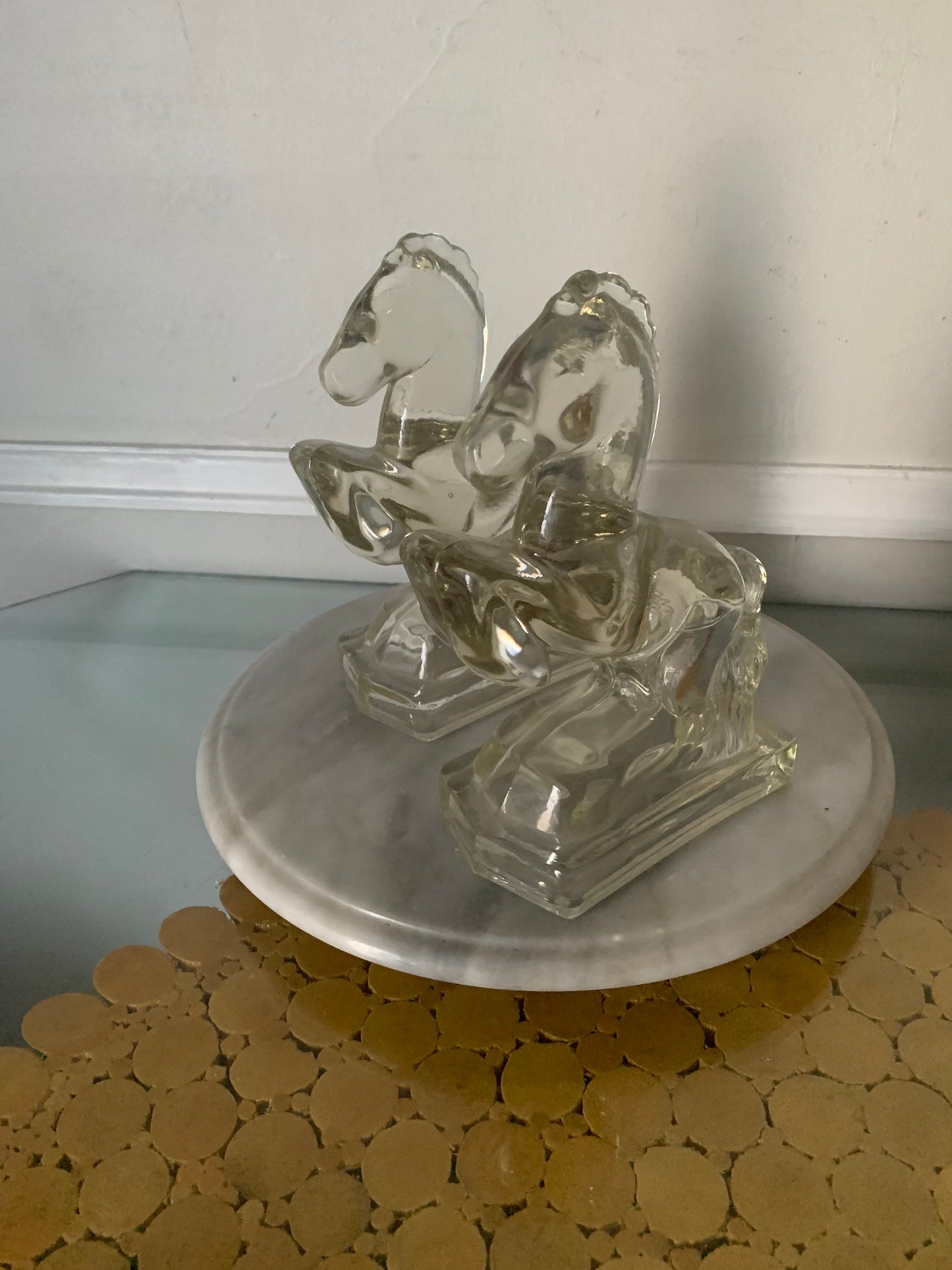 Pair of Vintage LE Smith Glass Horse Bookends