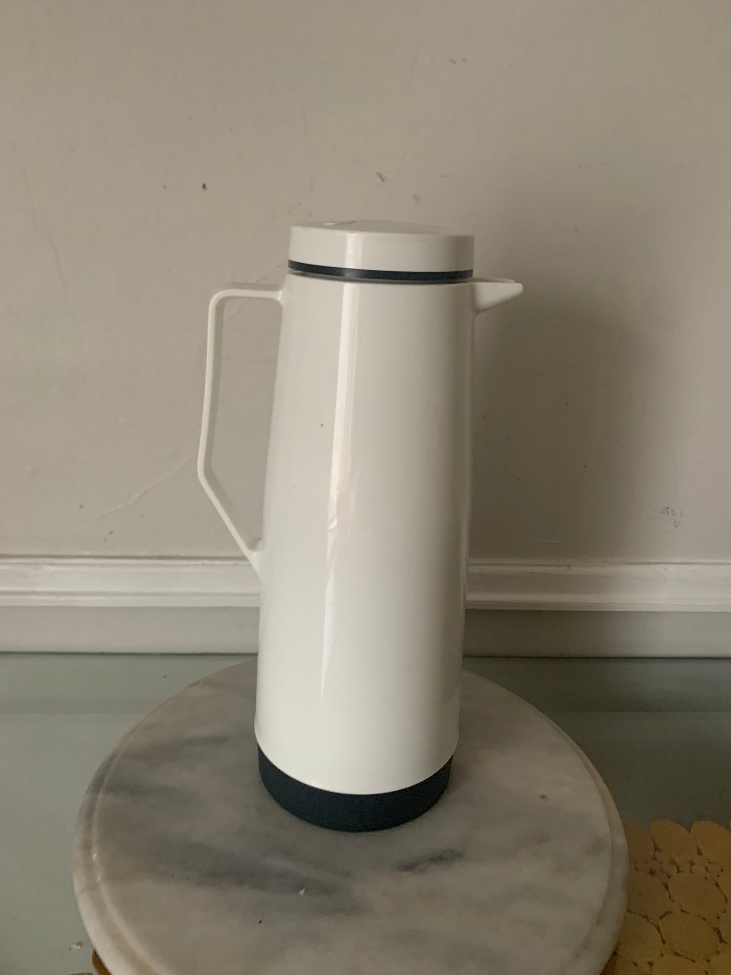 Retro White and Black Thermos Carafe