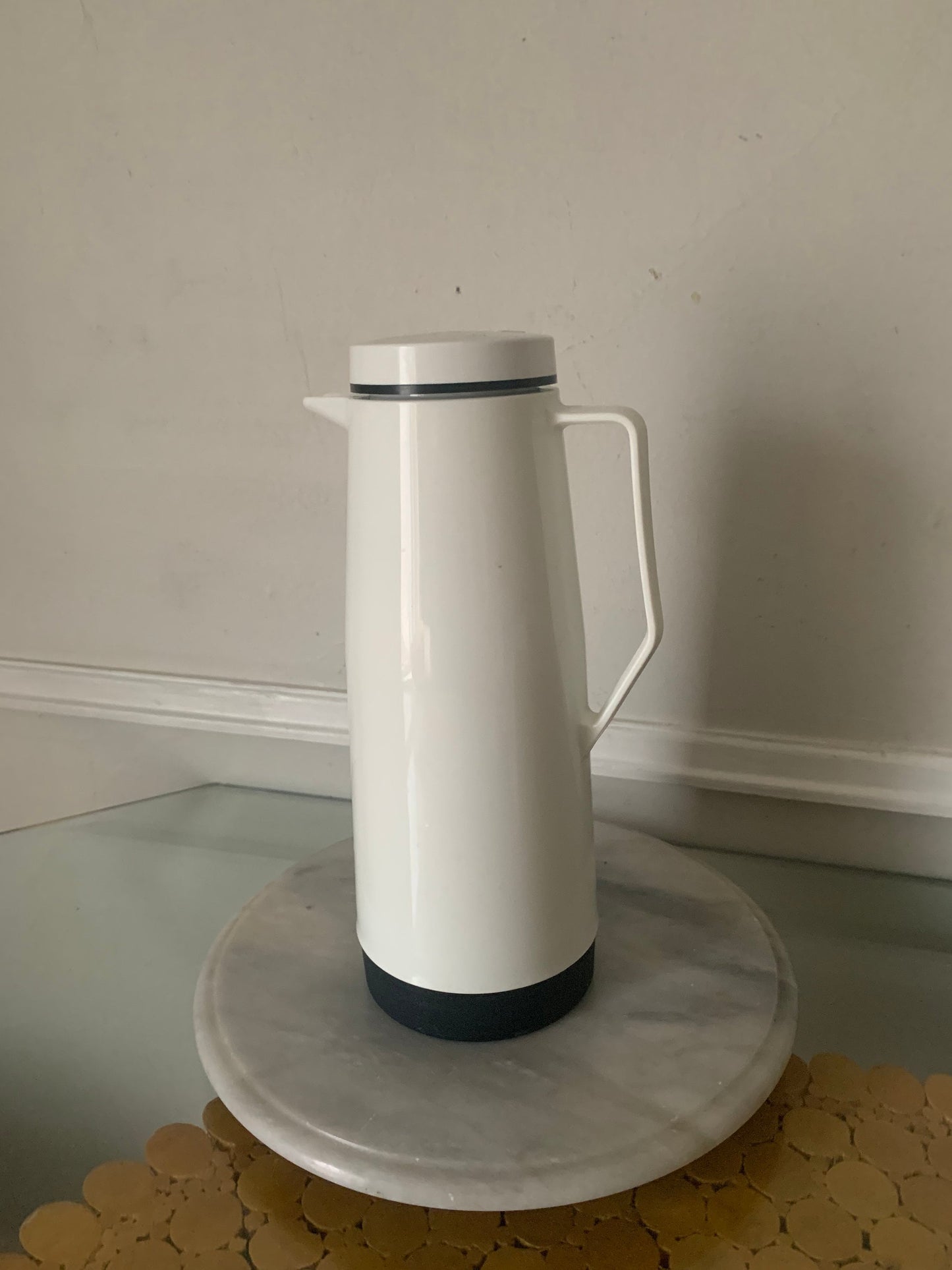 Retro White and Black Thermos Carafe