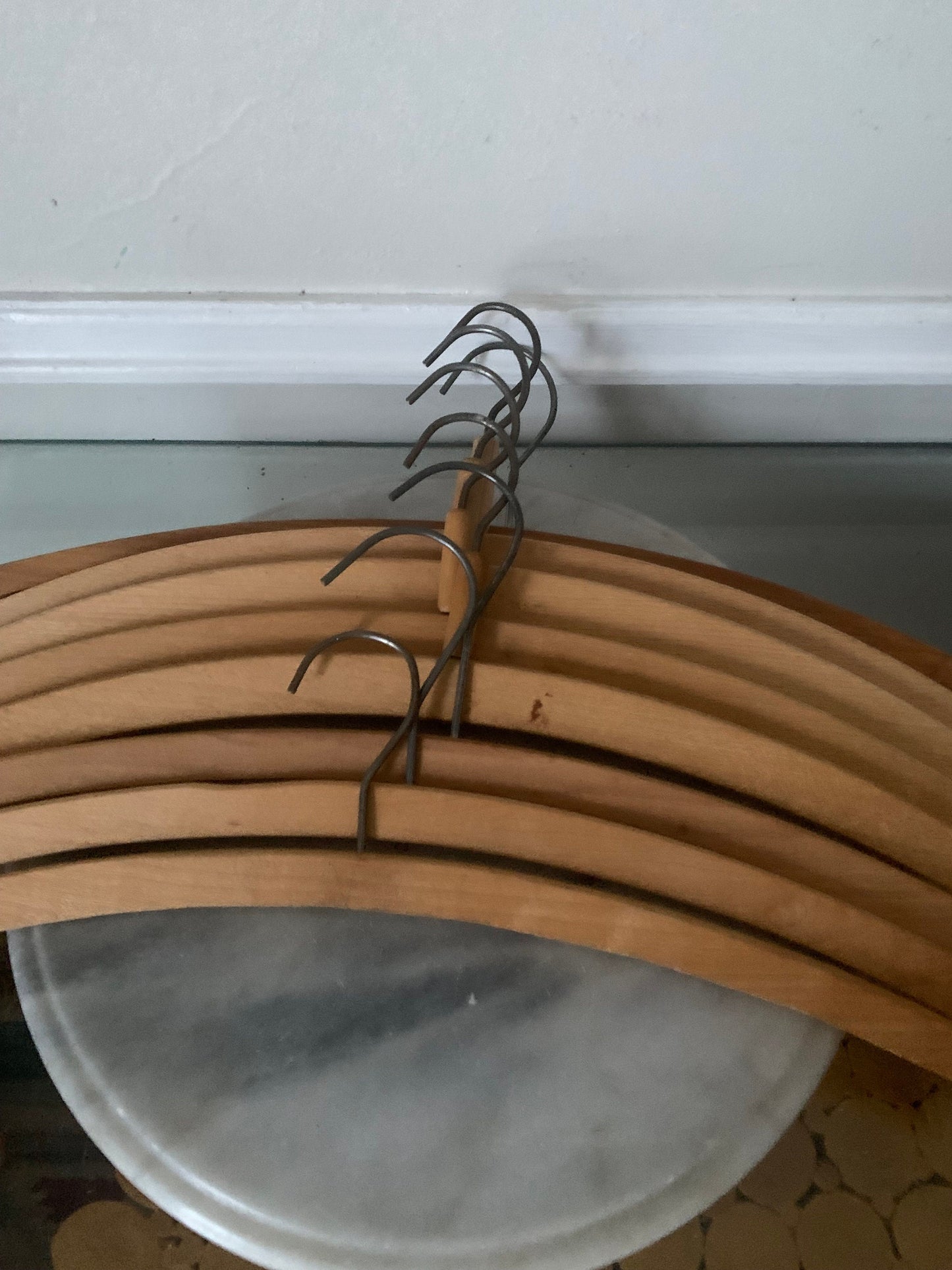 Set of 8 Vintage Hard Wood Top Hangers