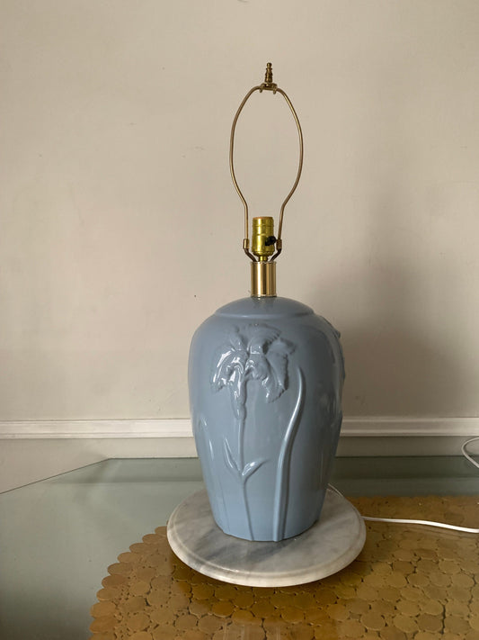 Retro Large Ceramic Gray Iris Table Lamp No Shade