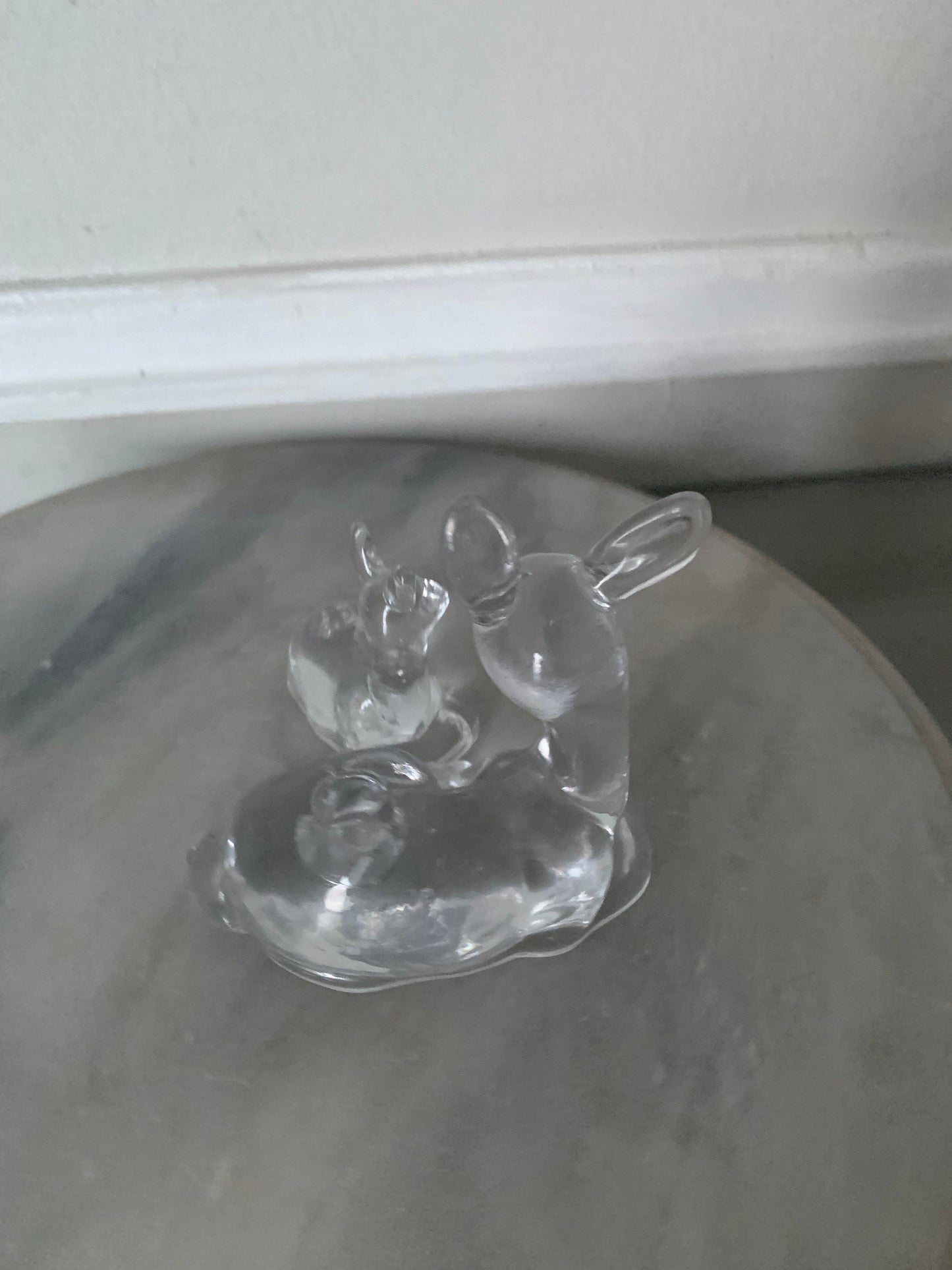 Vintage Pair of Biedermann Glass Mama and Fawn Resting Deer Candle Holders