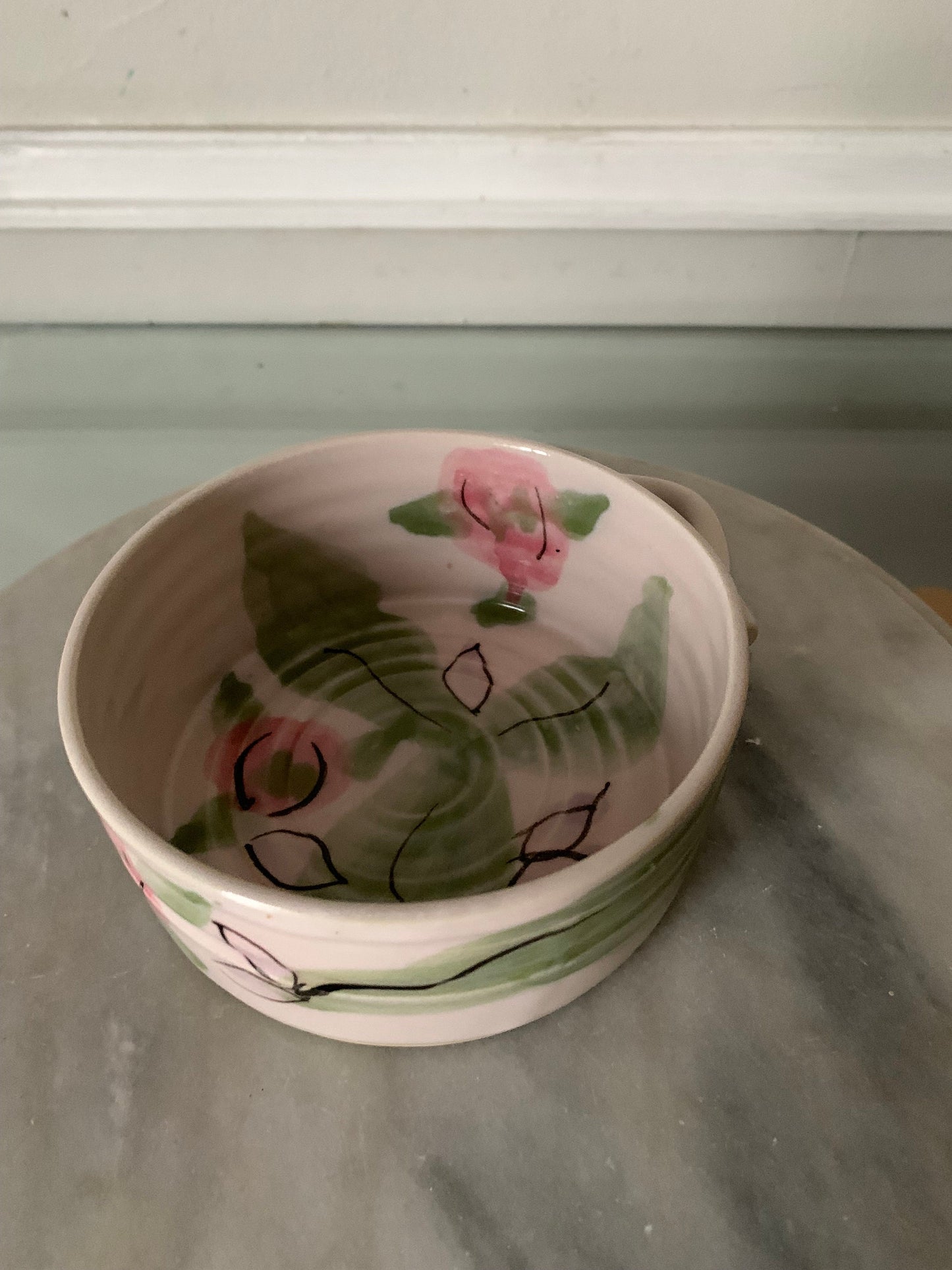 Retro Pink and Green Handmade Hilborn Pottery Dish Made in Canada