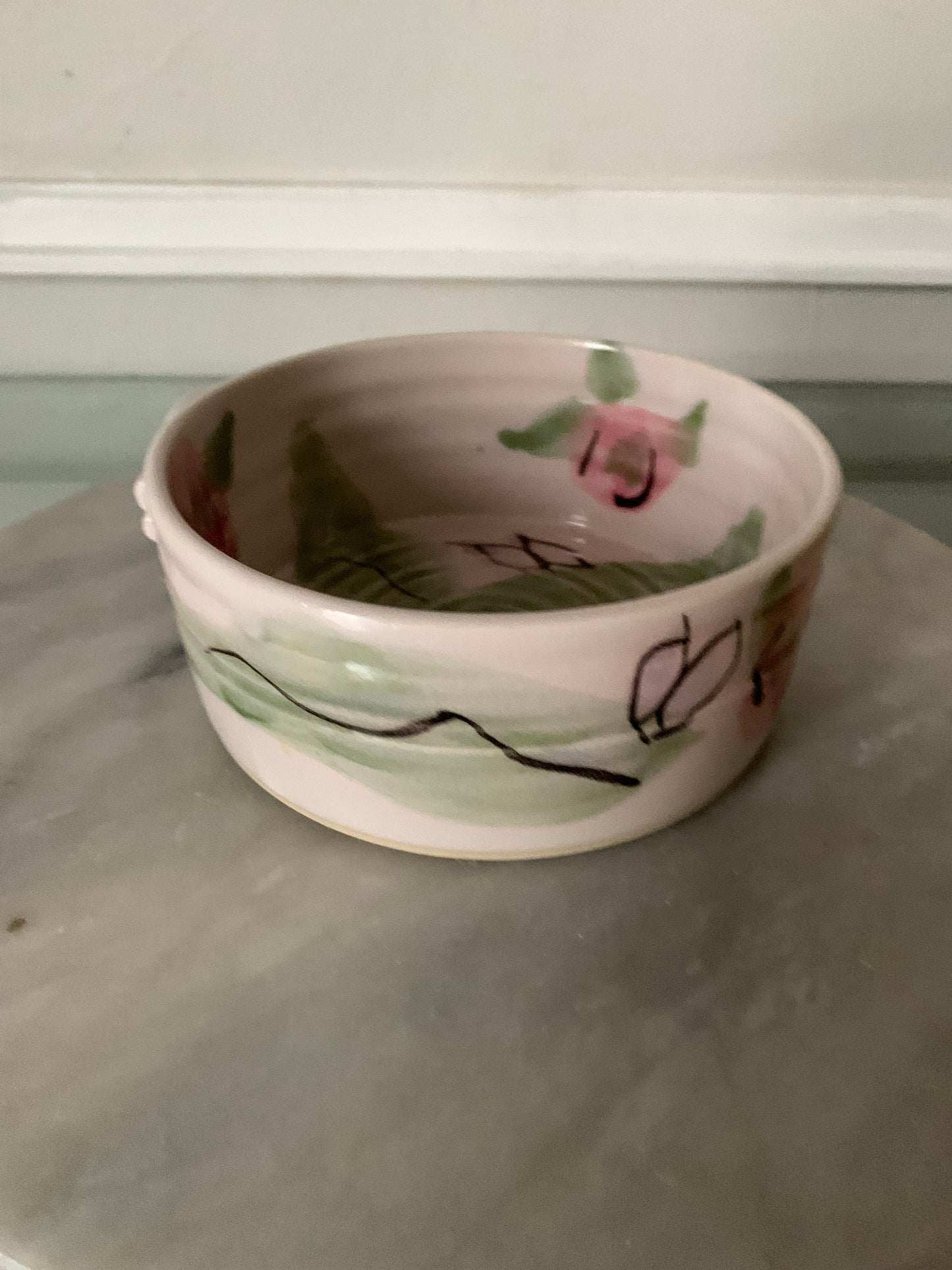 Retro Pink and Green Handmade Hilborn Pottery Dish Made in Canada