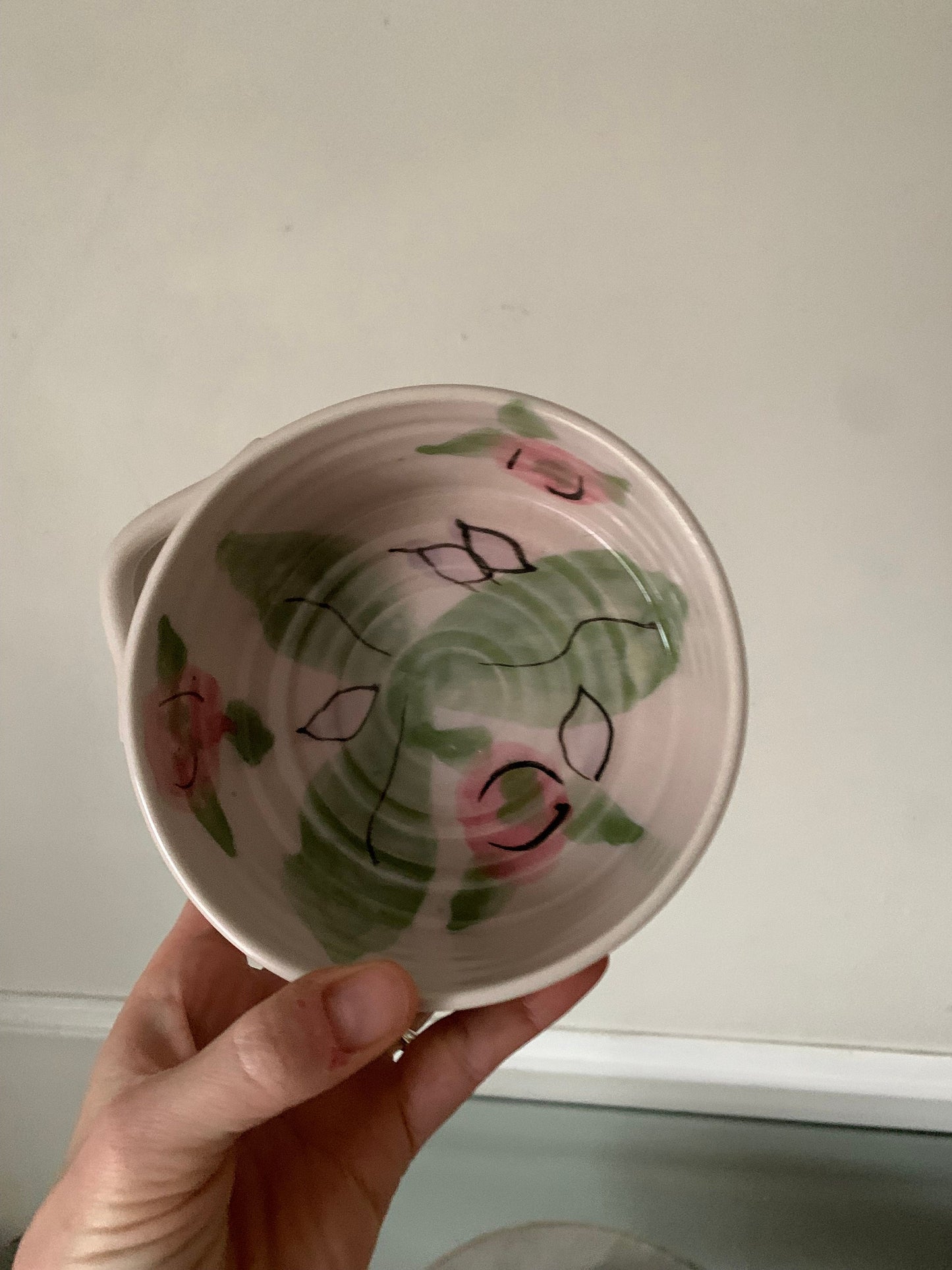 Retro Pink and Green Handmade Hilborn Pottery Dish Made in Canada