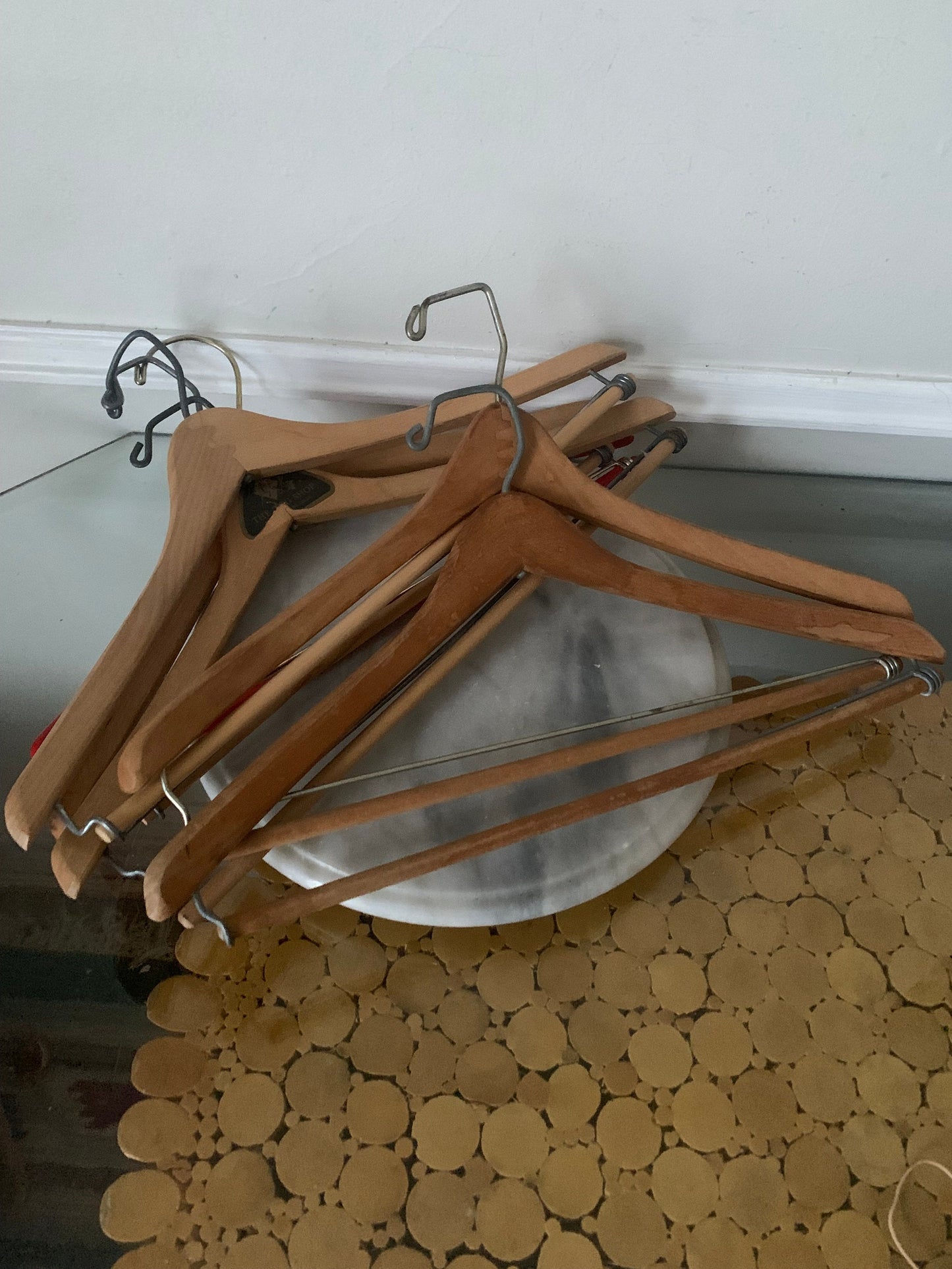 Set of 6 Vintage Hard Wishbone Wood Suit Hangers