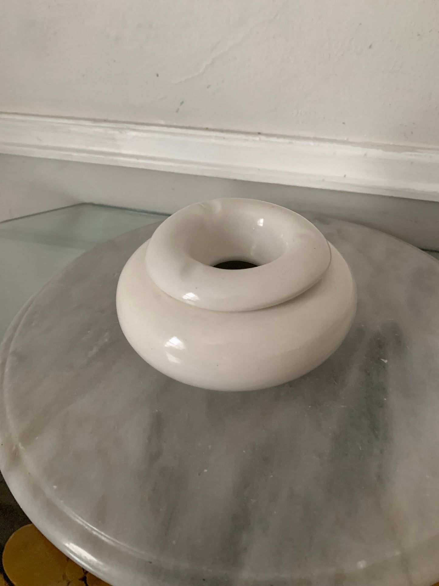 Vintage  White Ceramic 2 Piece Ashtray