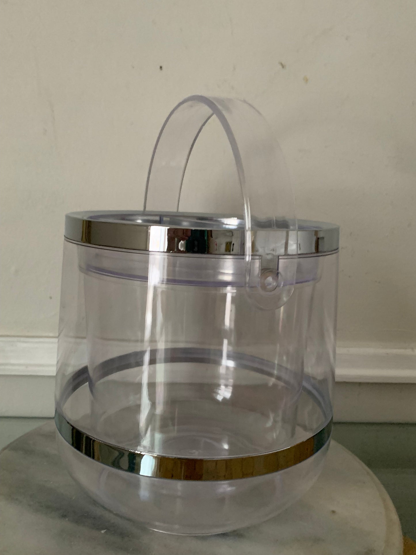 MCM  Clear Acrylic Ice Bucket with Silver Detail