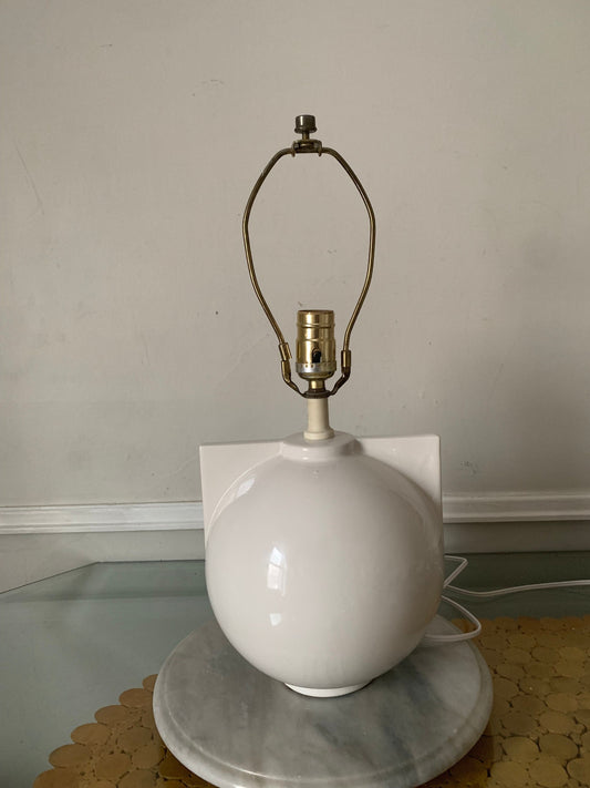 Retro Medium White Ceramic Space Aged Gum Ball Lamp No Shade