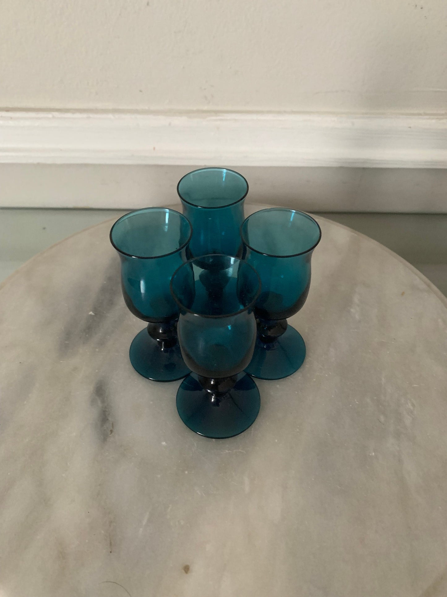 Set of 4 MCM Deep Blue Liqueurs Glasses