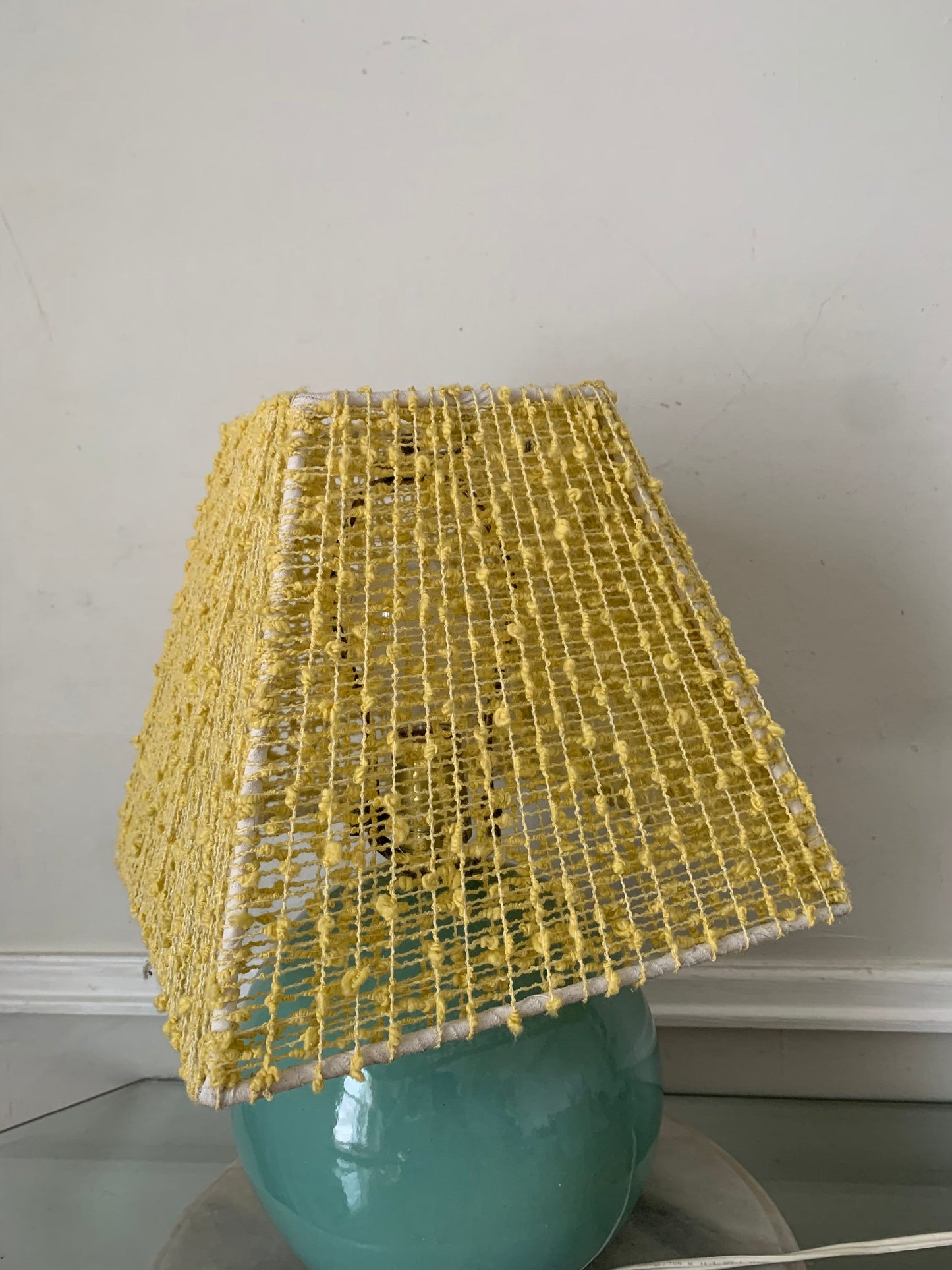 Handmade Small Square Lampshade with Vintage Yellow Fibre