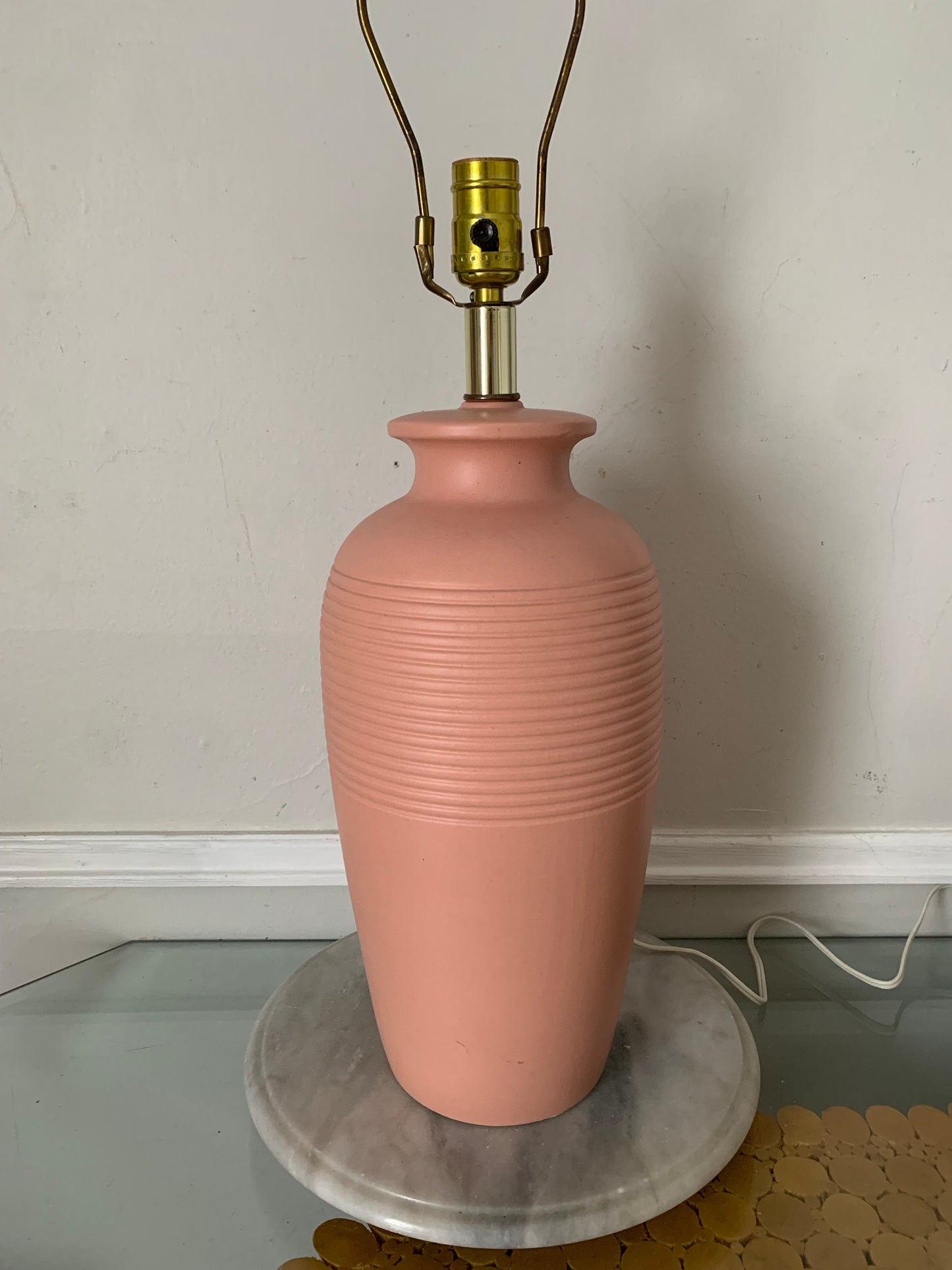 Tall Retro Pink Ceramic Table Lamp No Shade