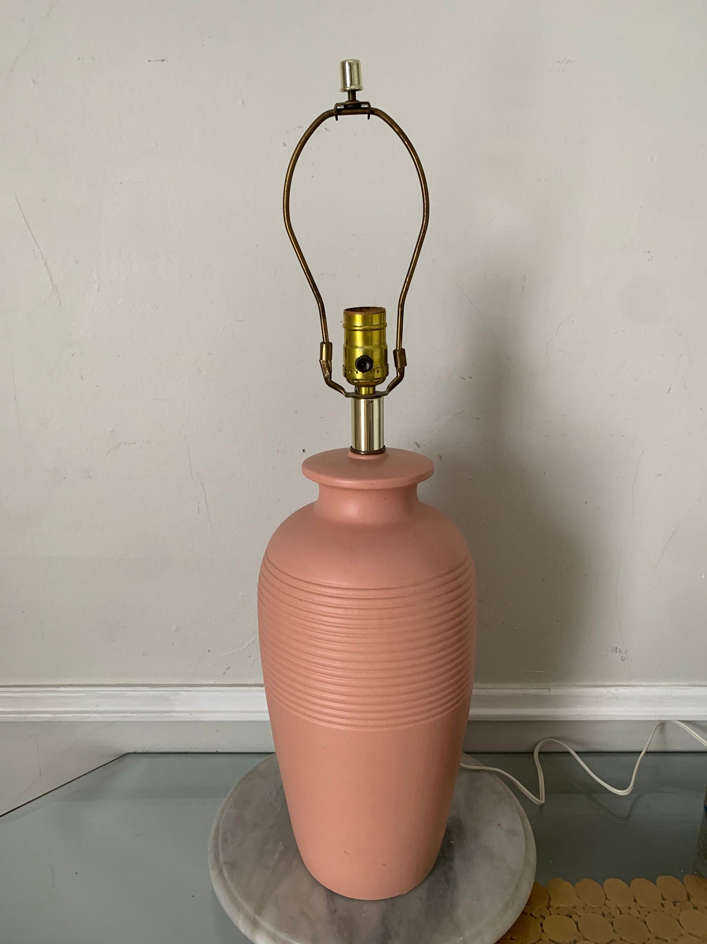 Tall Retro Pink Ceramic Table Lamp No Shade