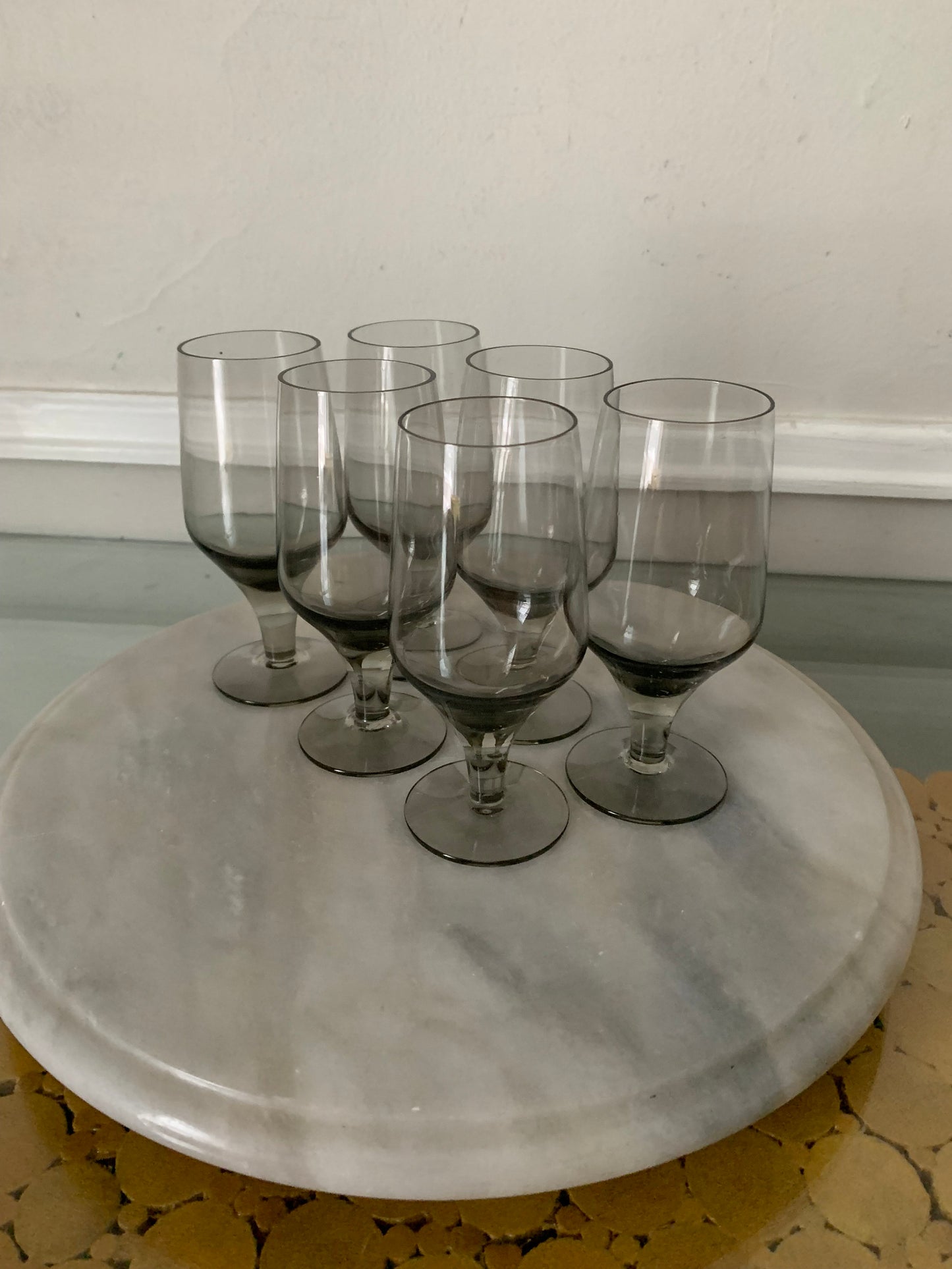 Set of 6 MCM Short Smokey Gray Liqueurs Glasses