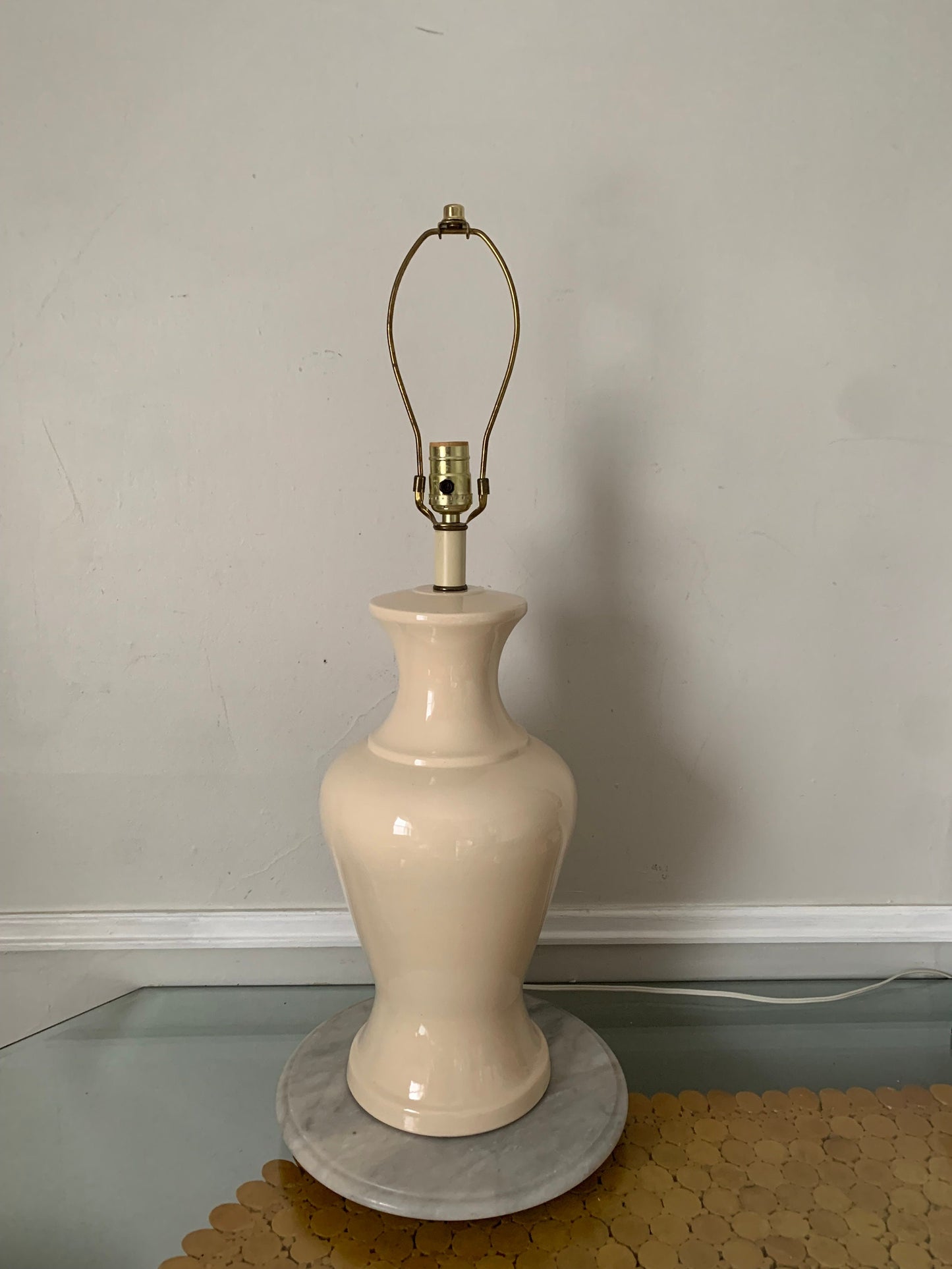 Tall Vintage Cream Ceramic Ginger Jar Lamps No Shade