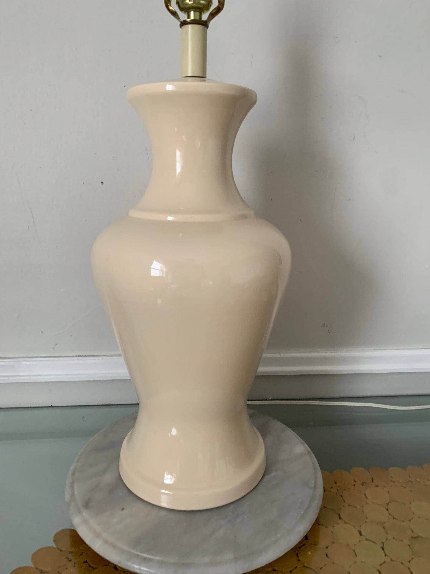 Tall Vintage Cream Ceramic Ginger Jar Lamps No Shade