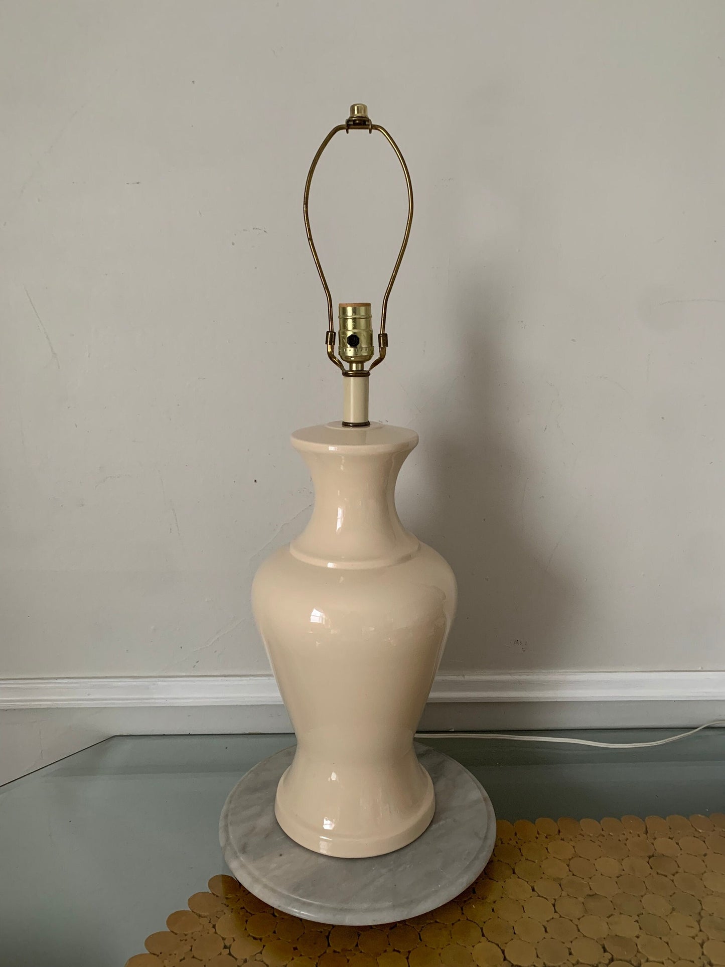 Tall Vintage Cream Ceramic Ginger Jar Lamps No Shade