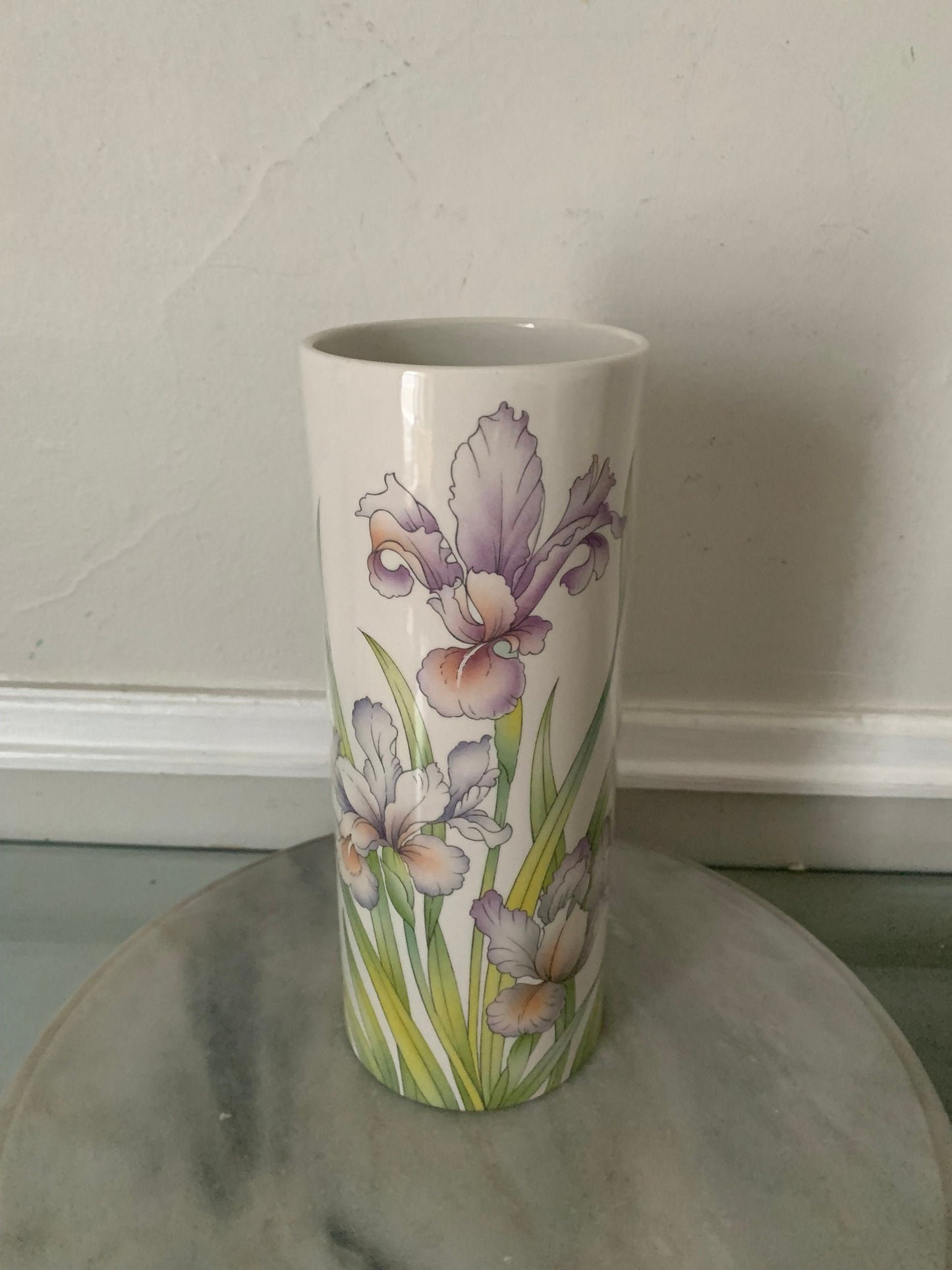 Retro Tall Sadler Ceramic Irises Vase Made in England