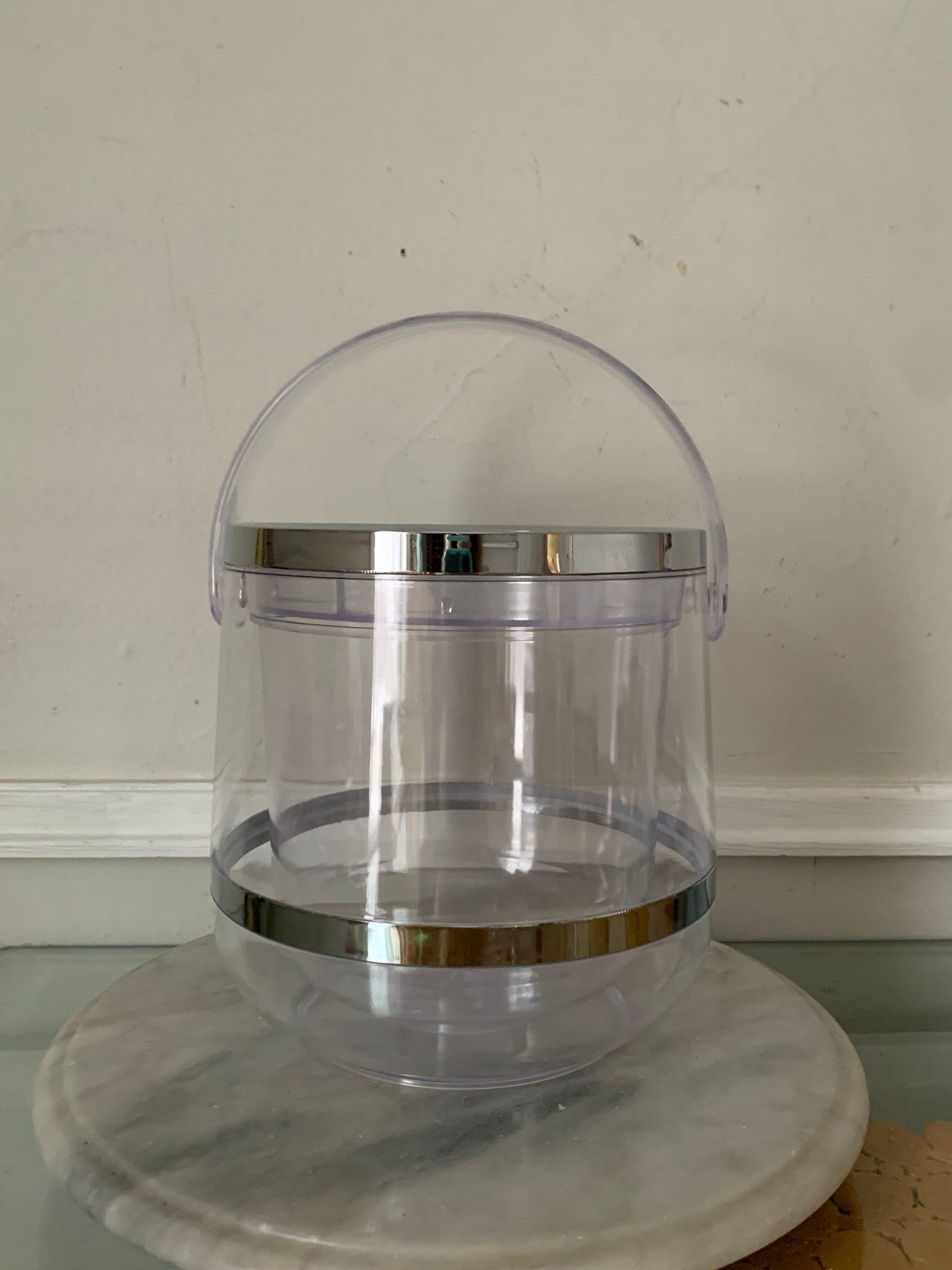 MCM  Clear Acrylic Ice Bucket with Silver Detail