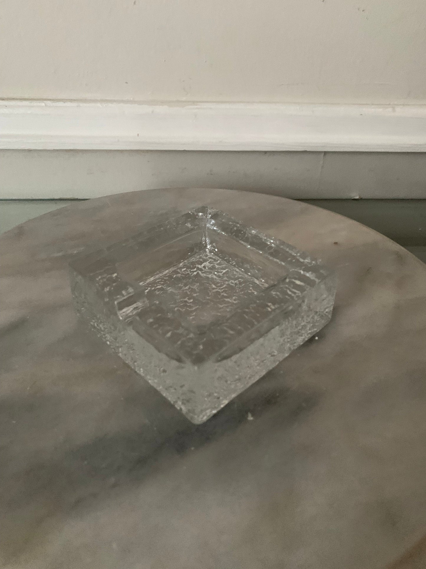 MCM Clear Square Bark Glass Ashtray