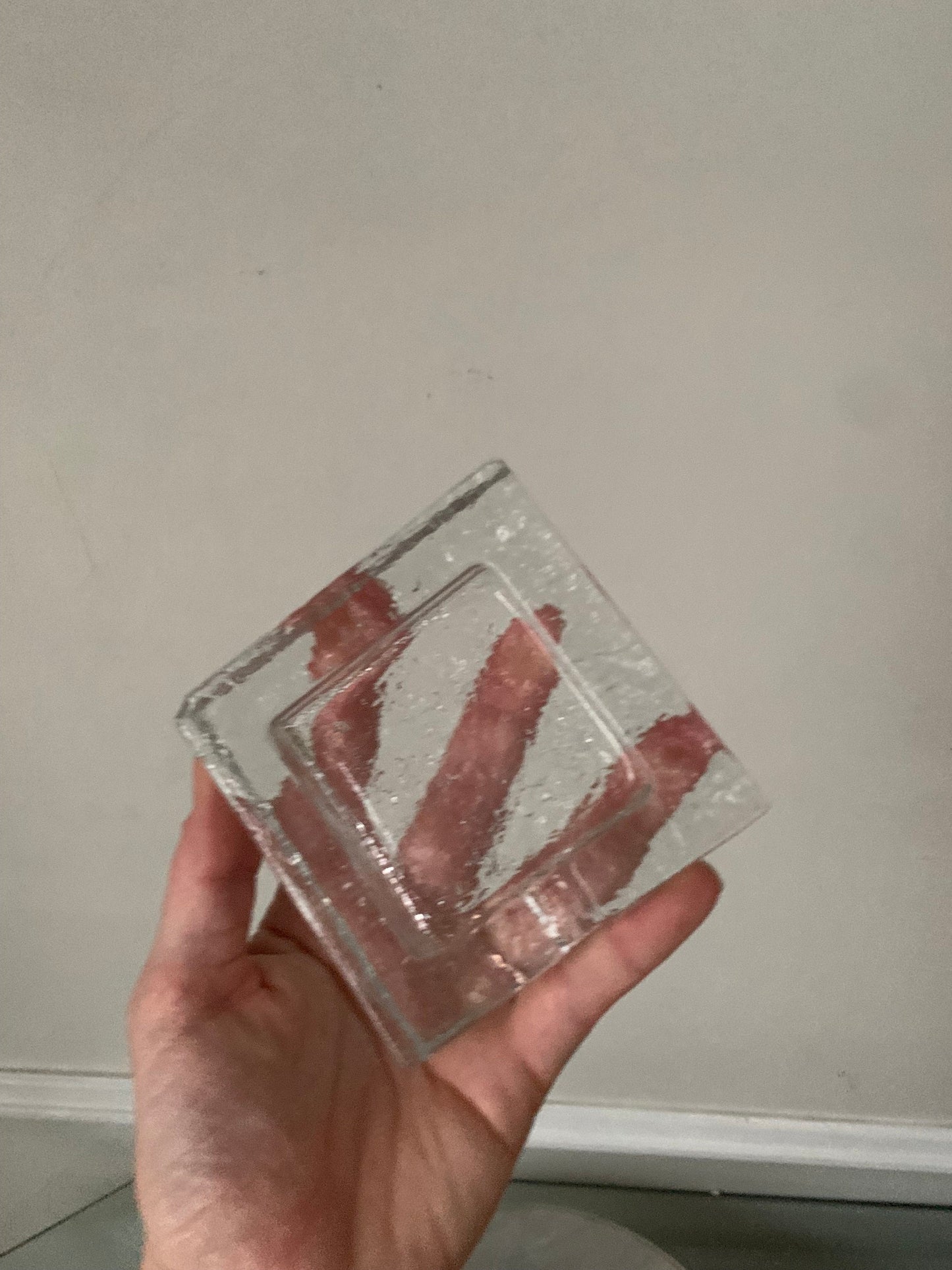 MCM Clear Square Bark Glass Ashtray