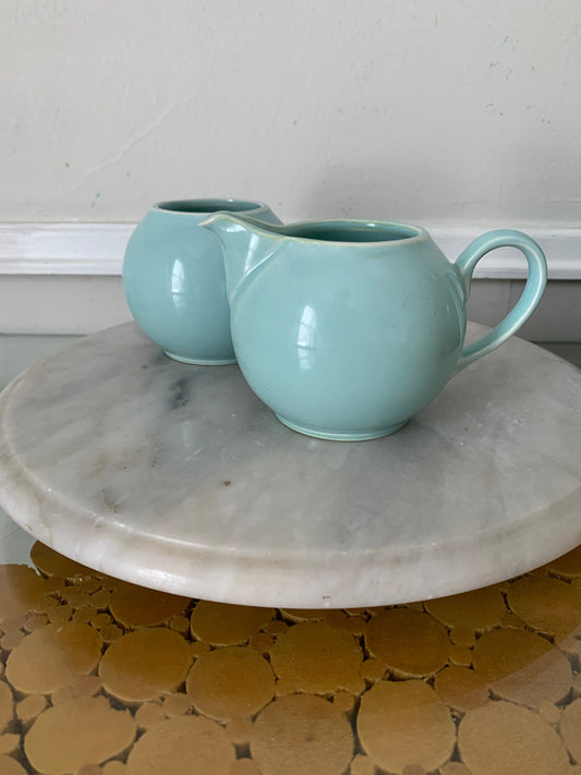 Retro Arthur Wood Robins Egg Blue Ceramic Cream and Sugar Set Made in England